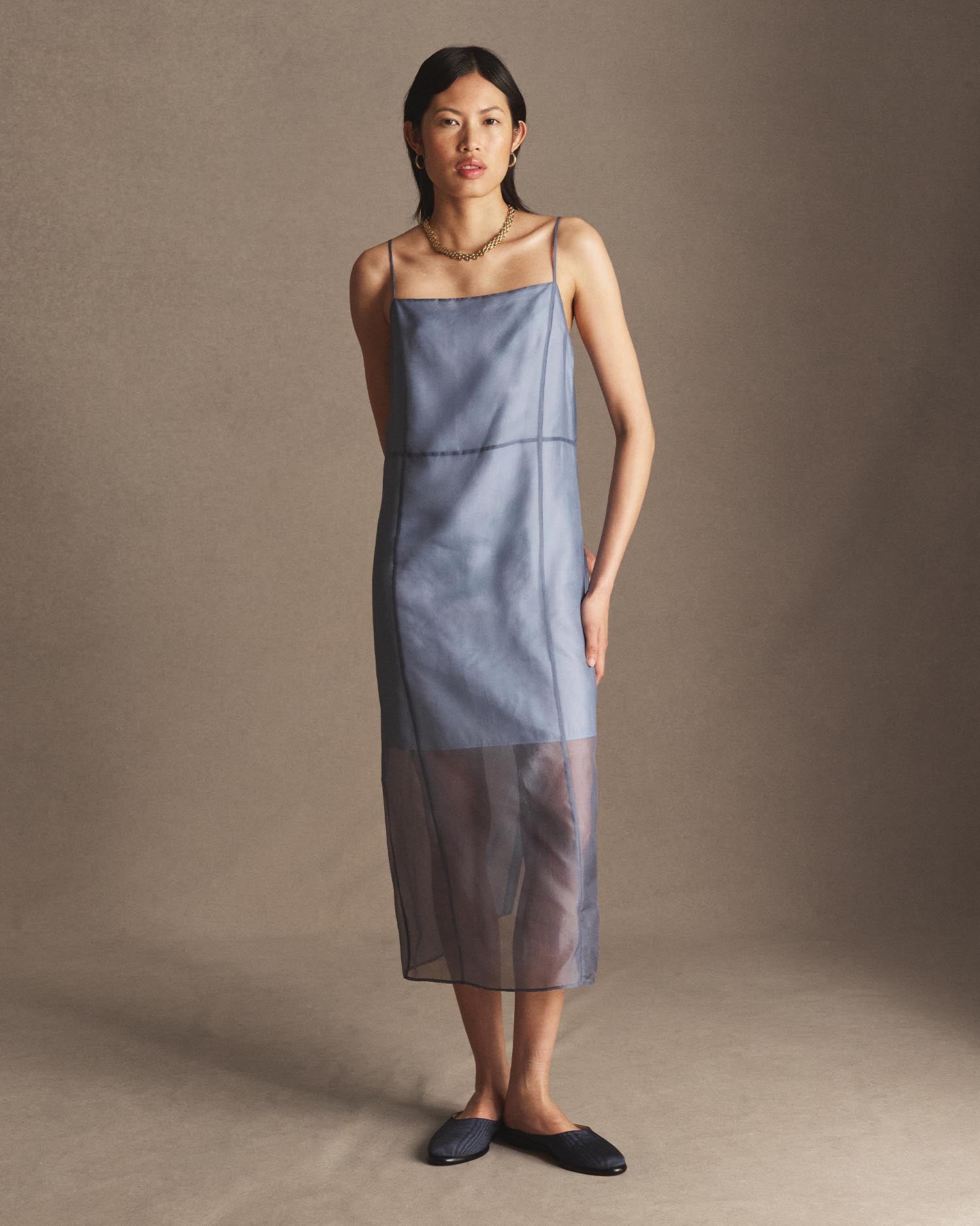 Organza Devon Dress - Steel Blue