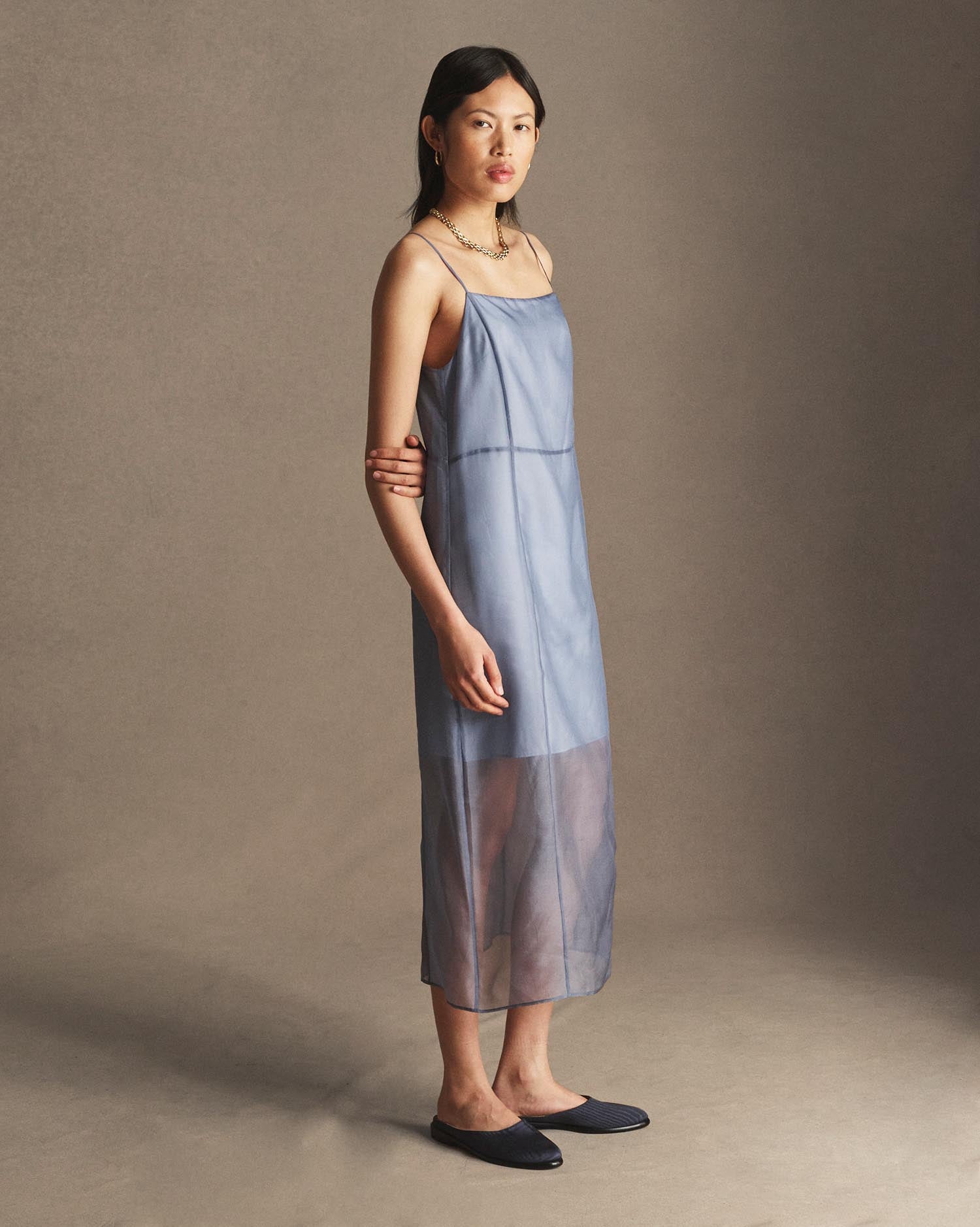Organza Devon Dress - Steel Blue
