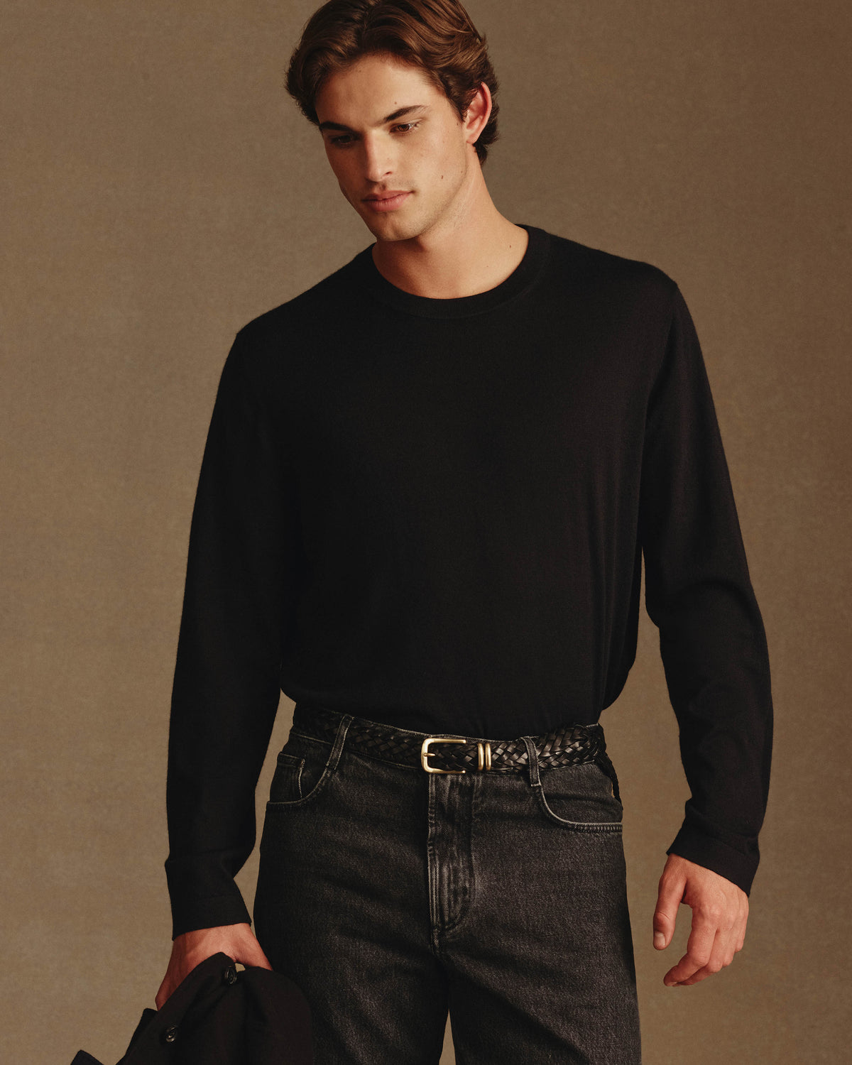 Cashmere Silk Superfine Crew Neck - Black