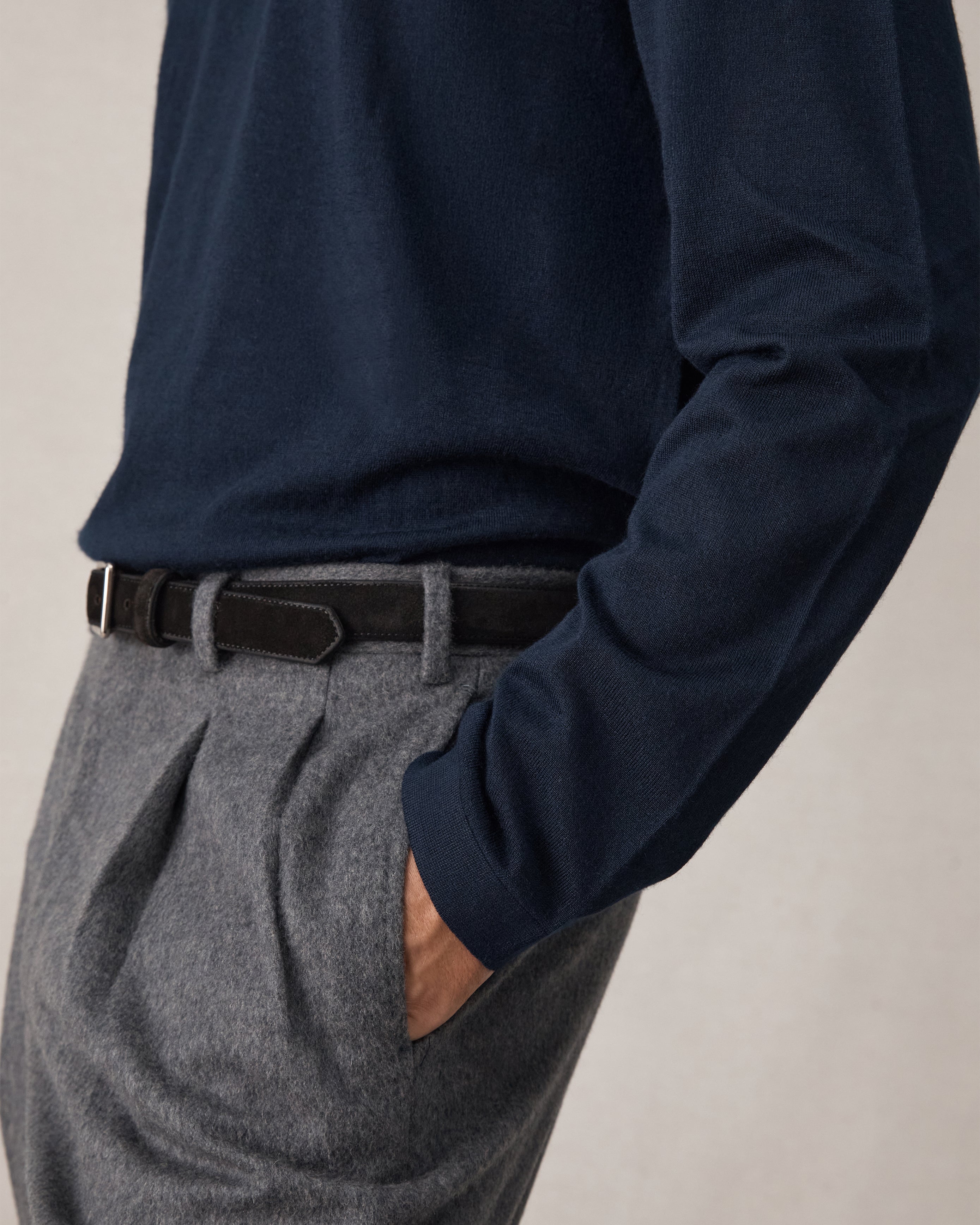 Cashmere Silk Superfine Crew Neck - Navy
