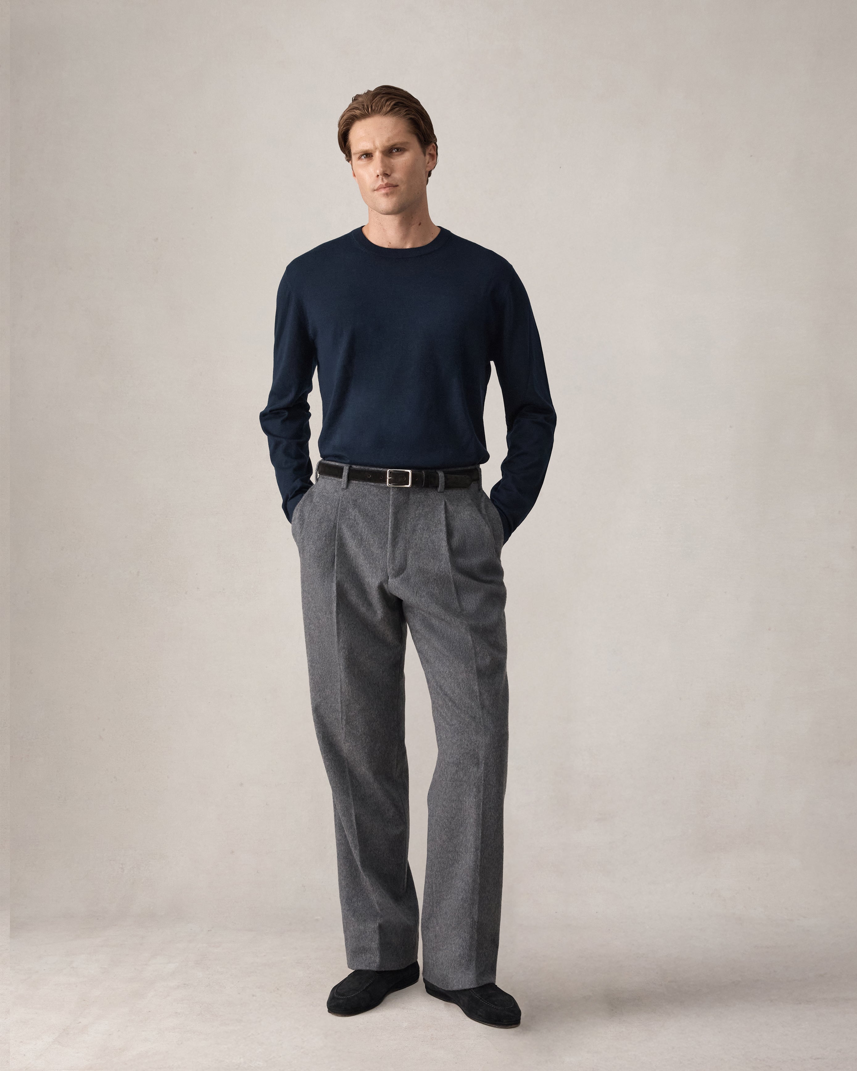 Cashmere Silk Superfine Crew Neck - Navy