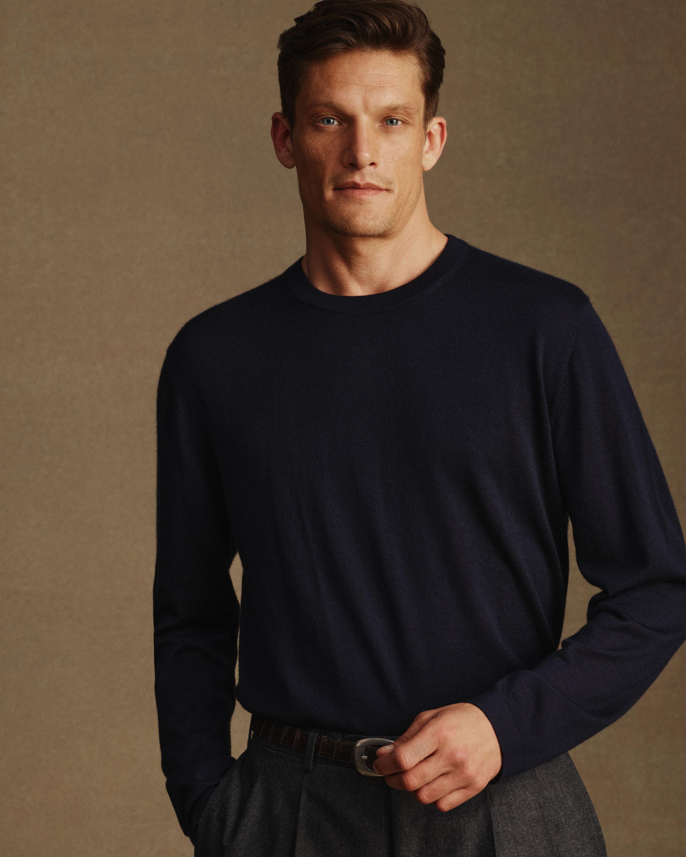 Cashmere Silk Superfine Crew Neck - Navy