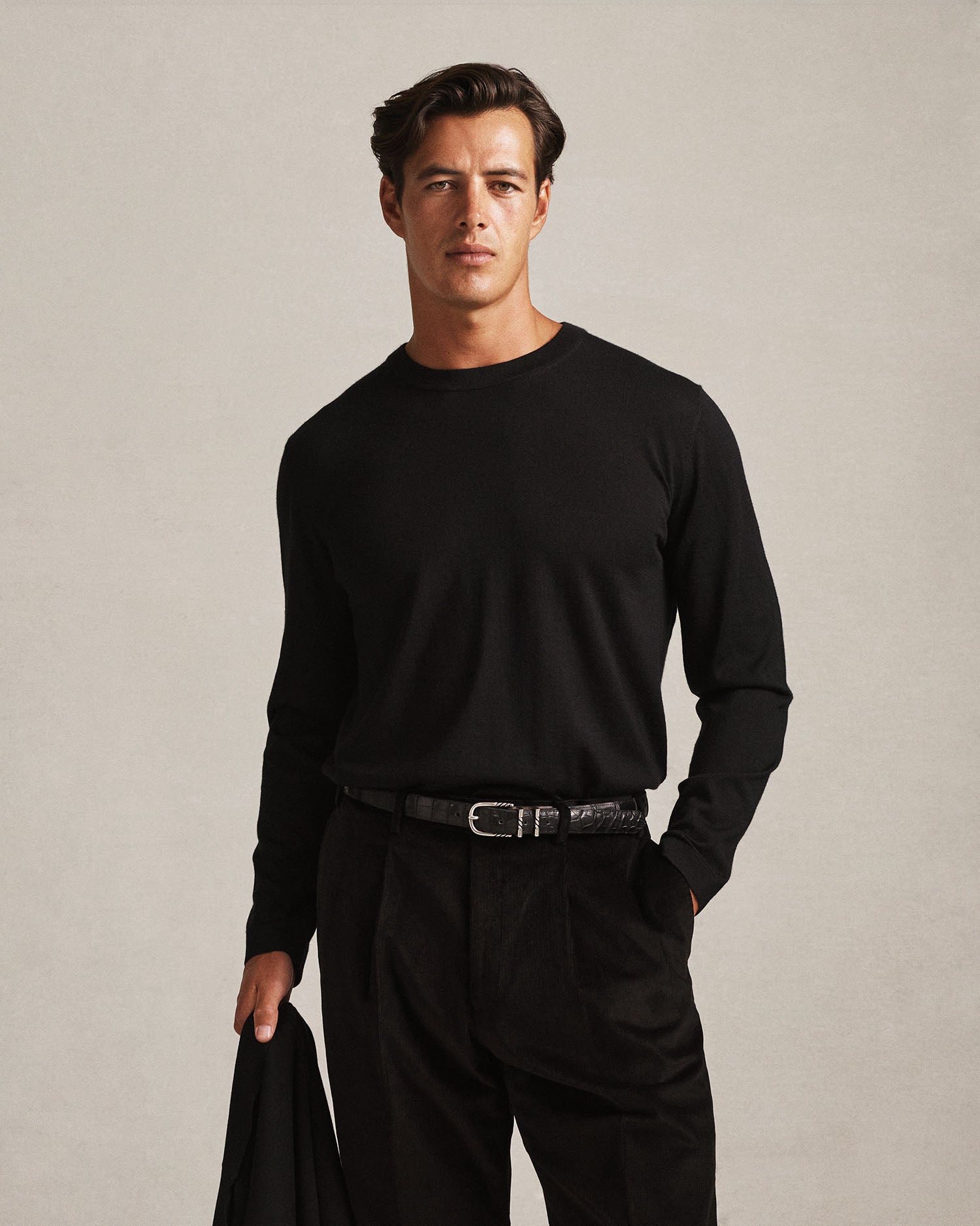 Cashmere Silk Superfine Crew Neck - Black