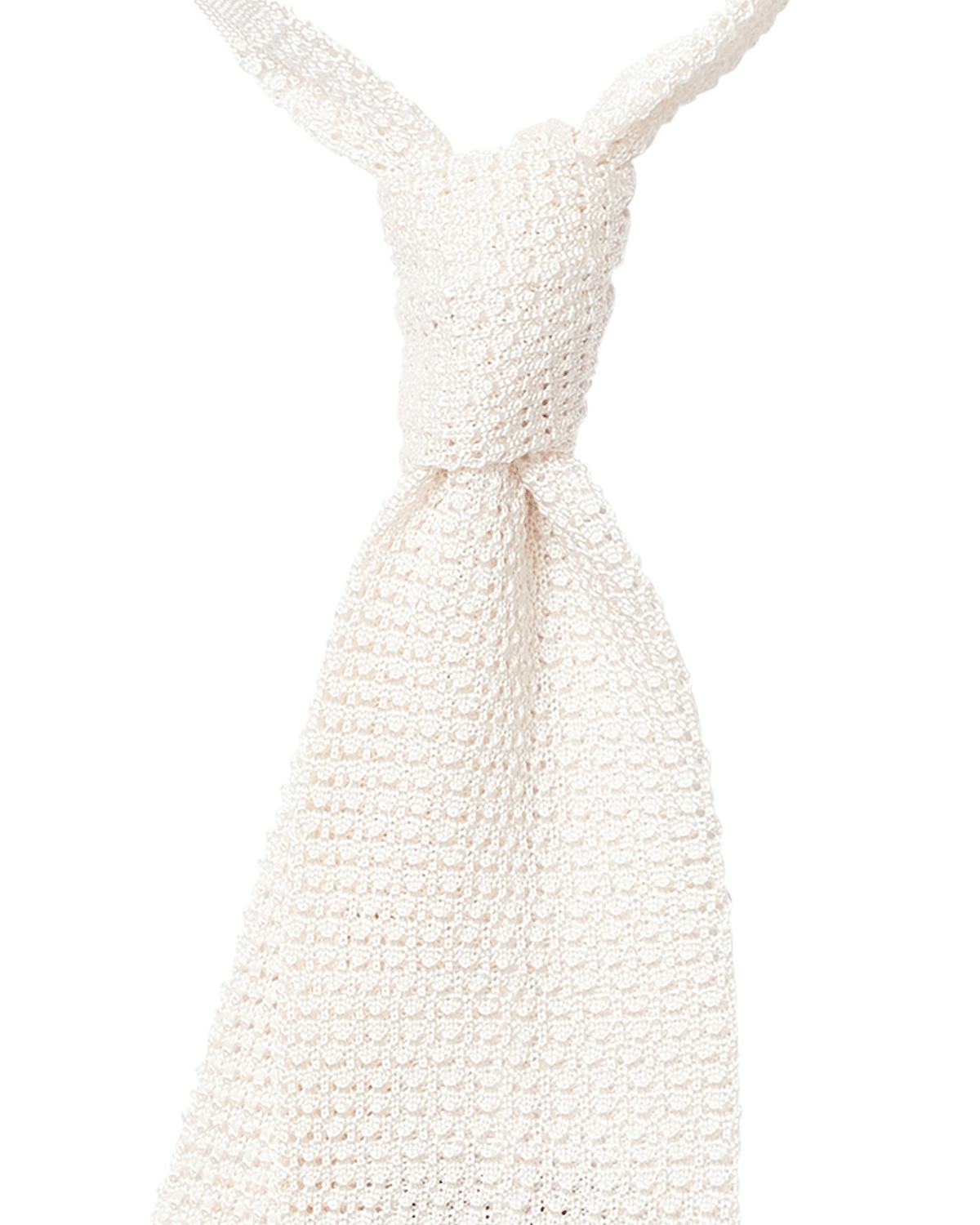 White Silk Knit Tie