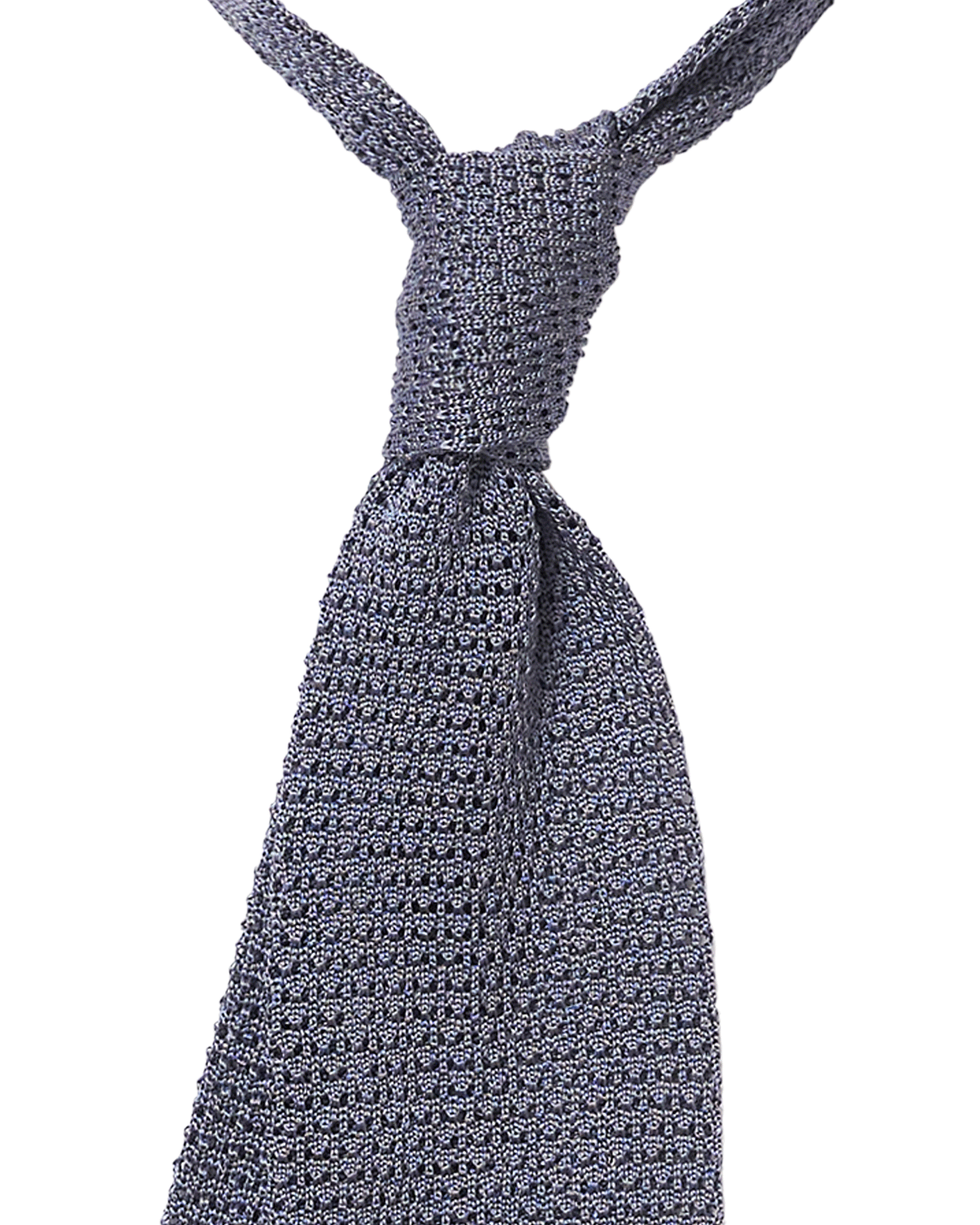 Grey Blue Silk Knit Tie