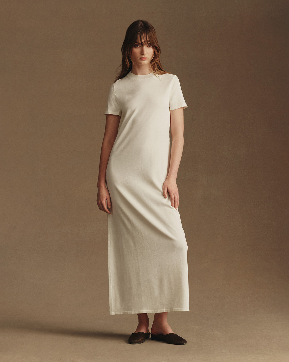 Crepe Knit Tee Dress - Off White
