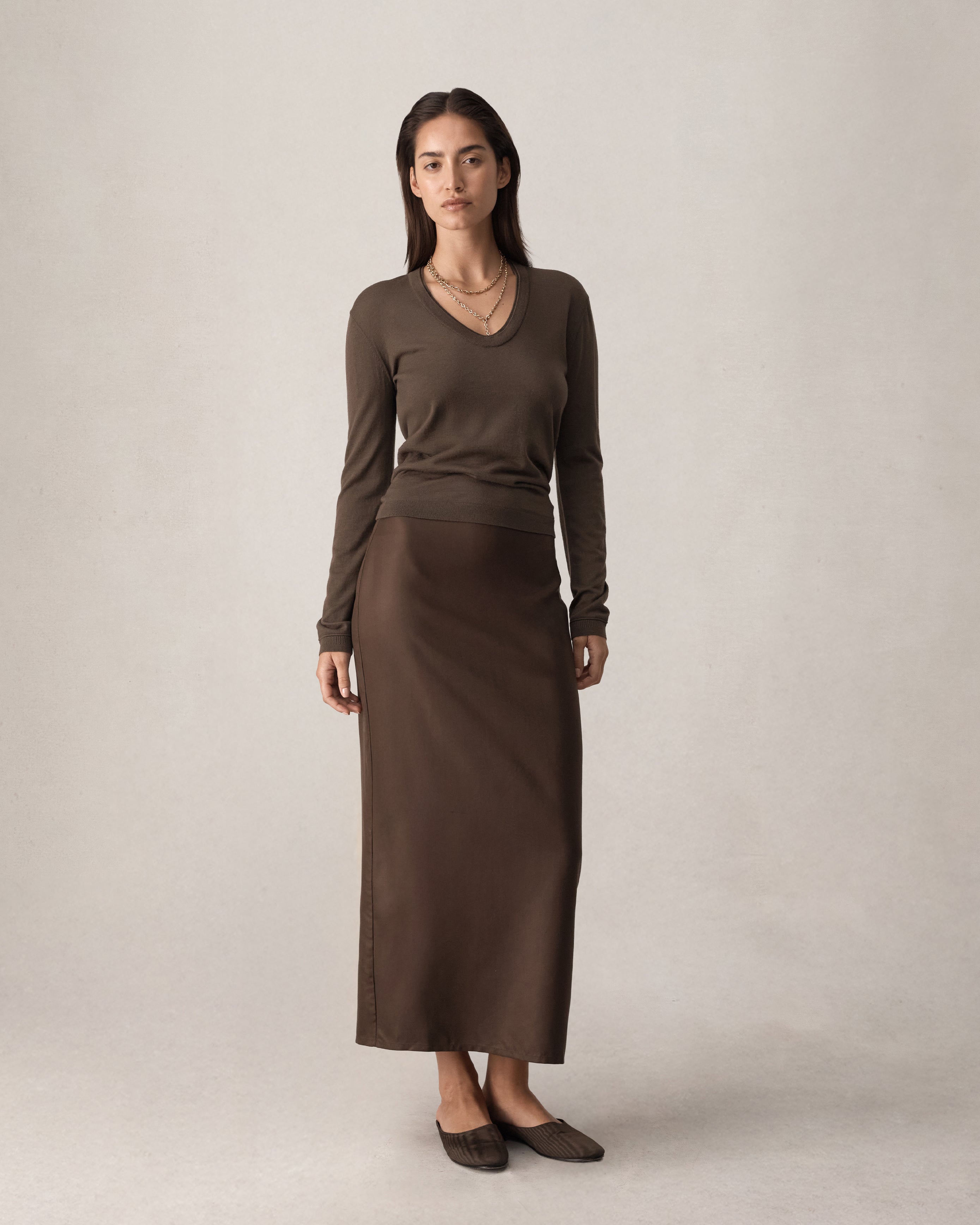 Tia Skirt - Chocolate Dupioni