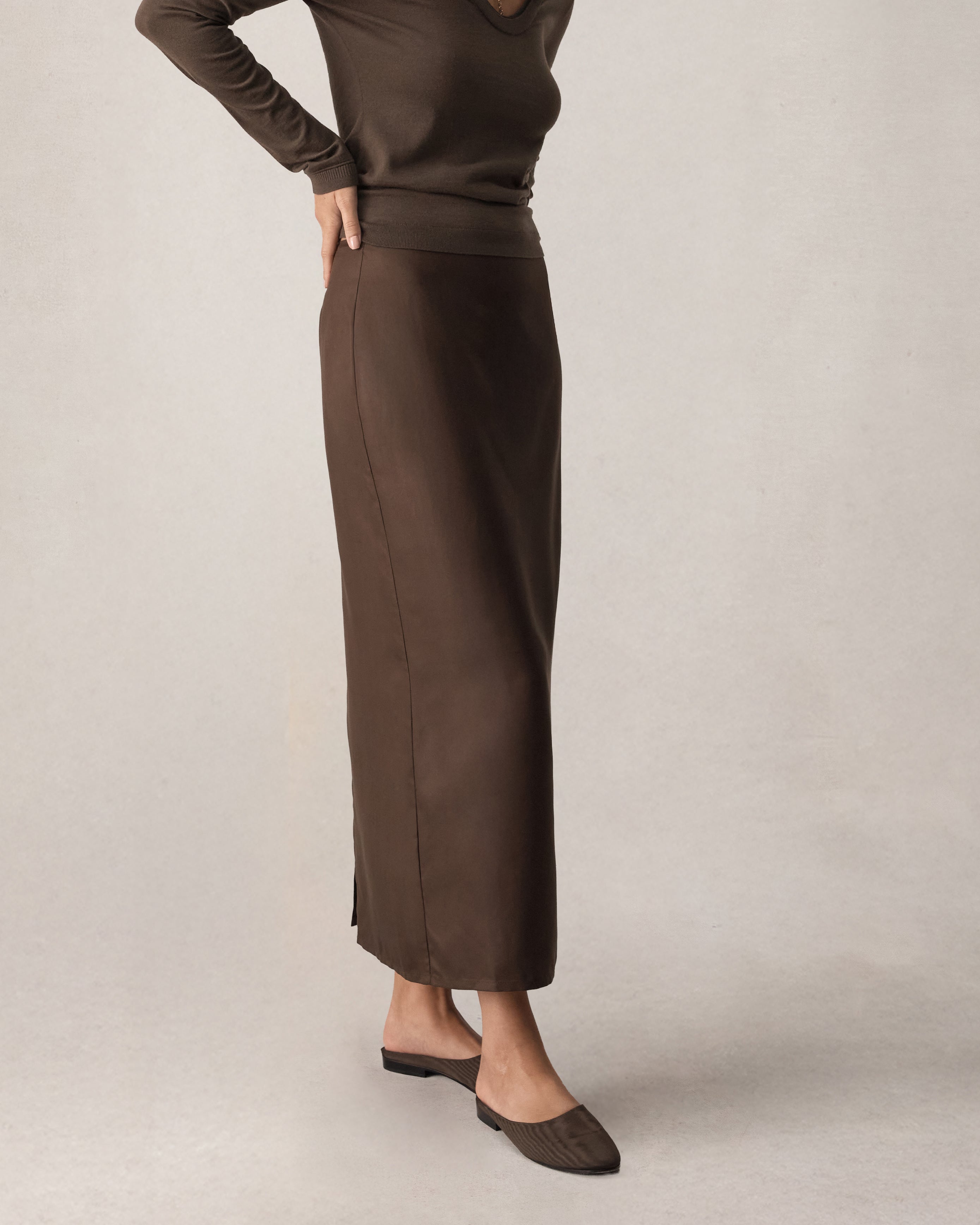 Tia Skirt - Chocolate Dupioni