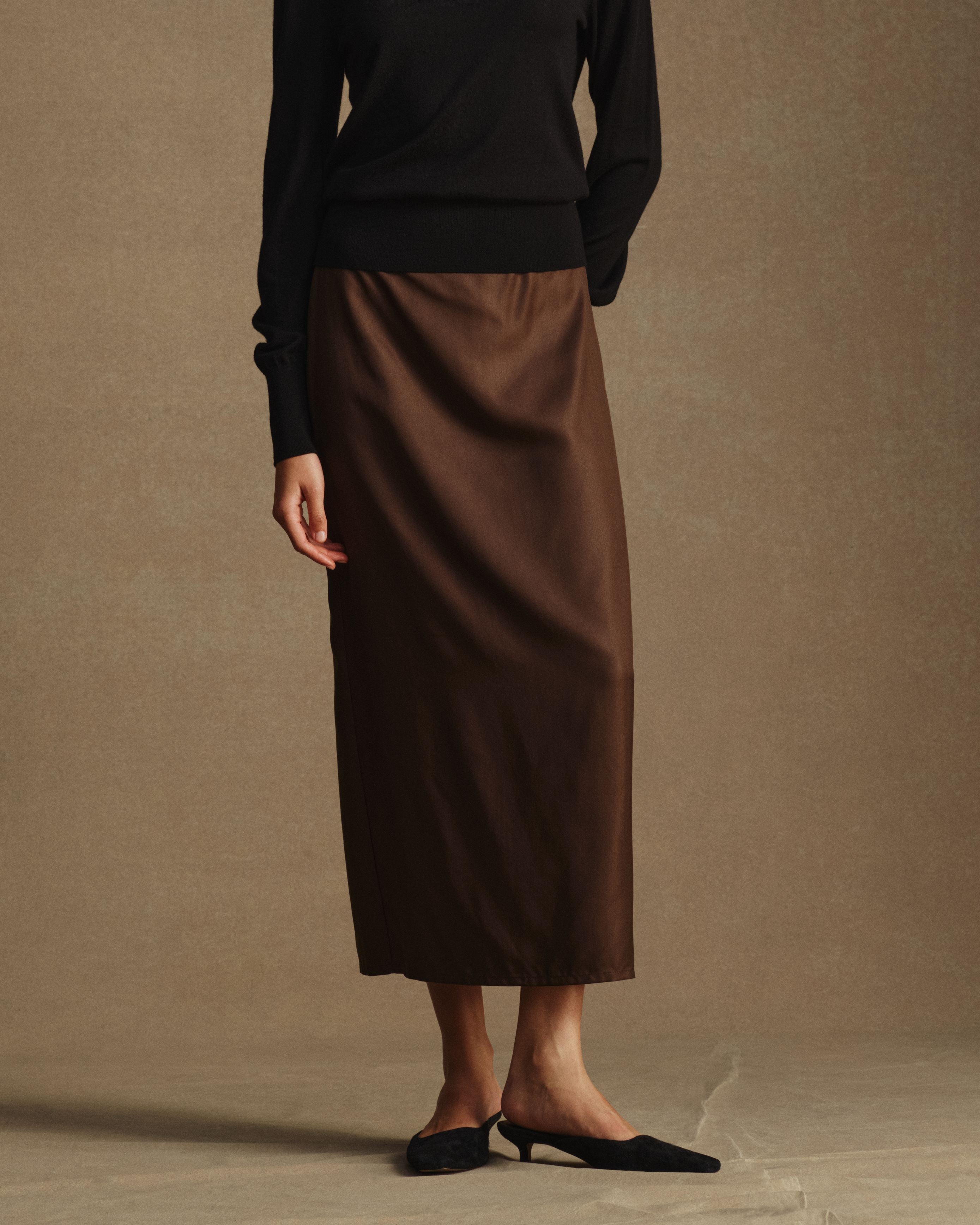 Tia Skirt - Chocolate Dupioni