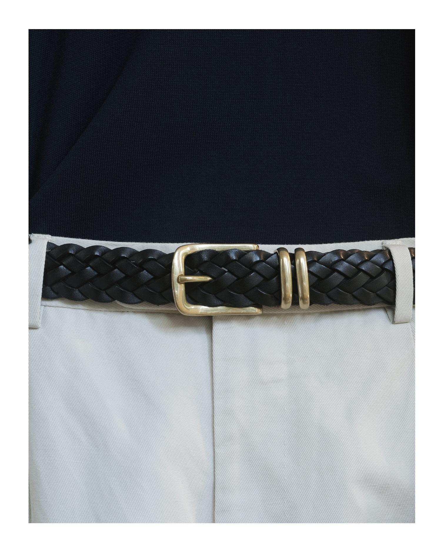Woven Leather Belt - Black