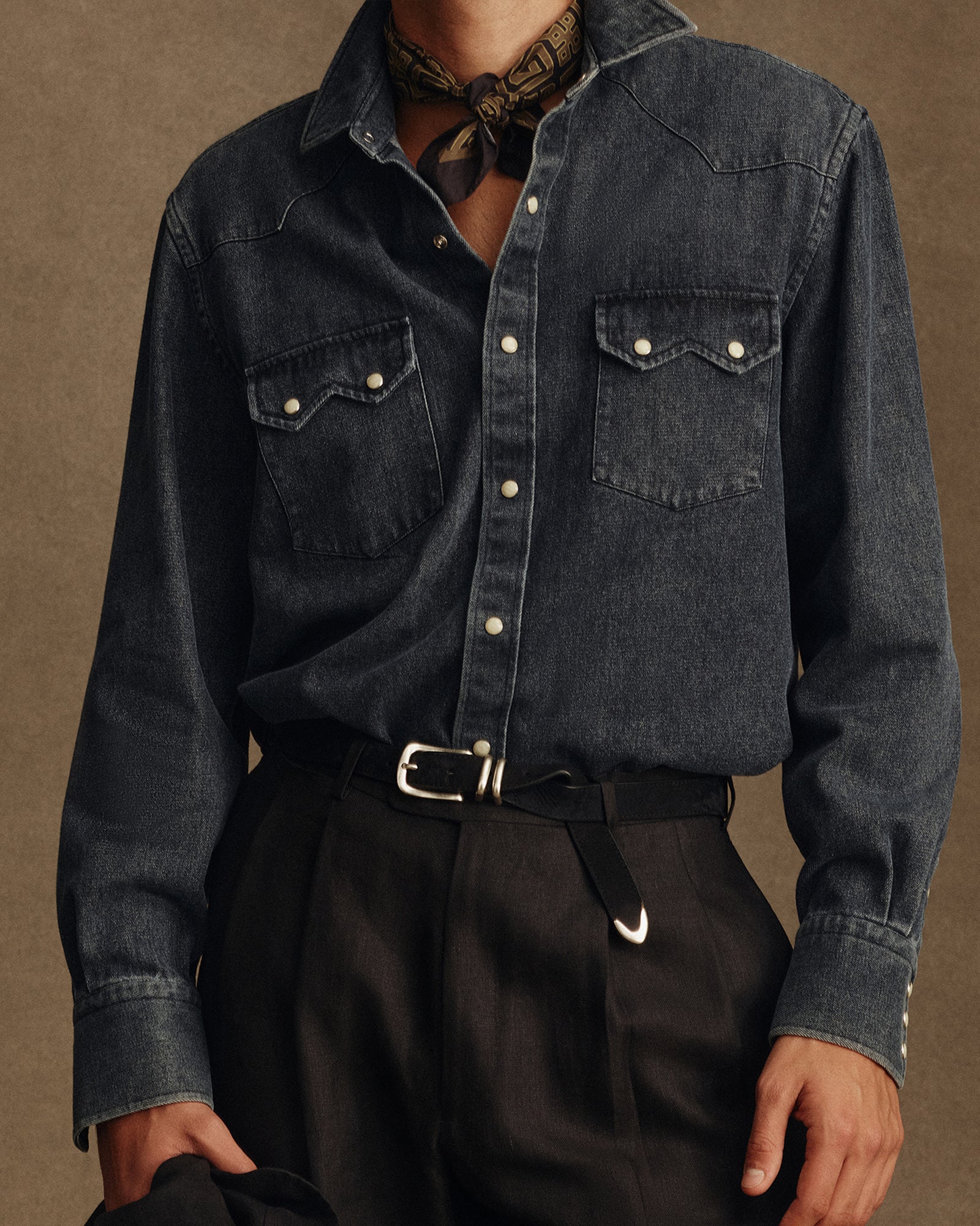 Western Shirt - Black Denim