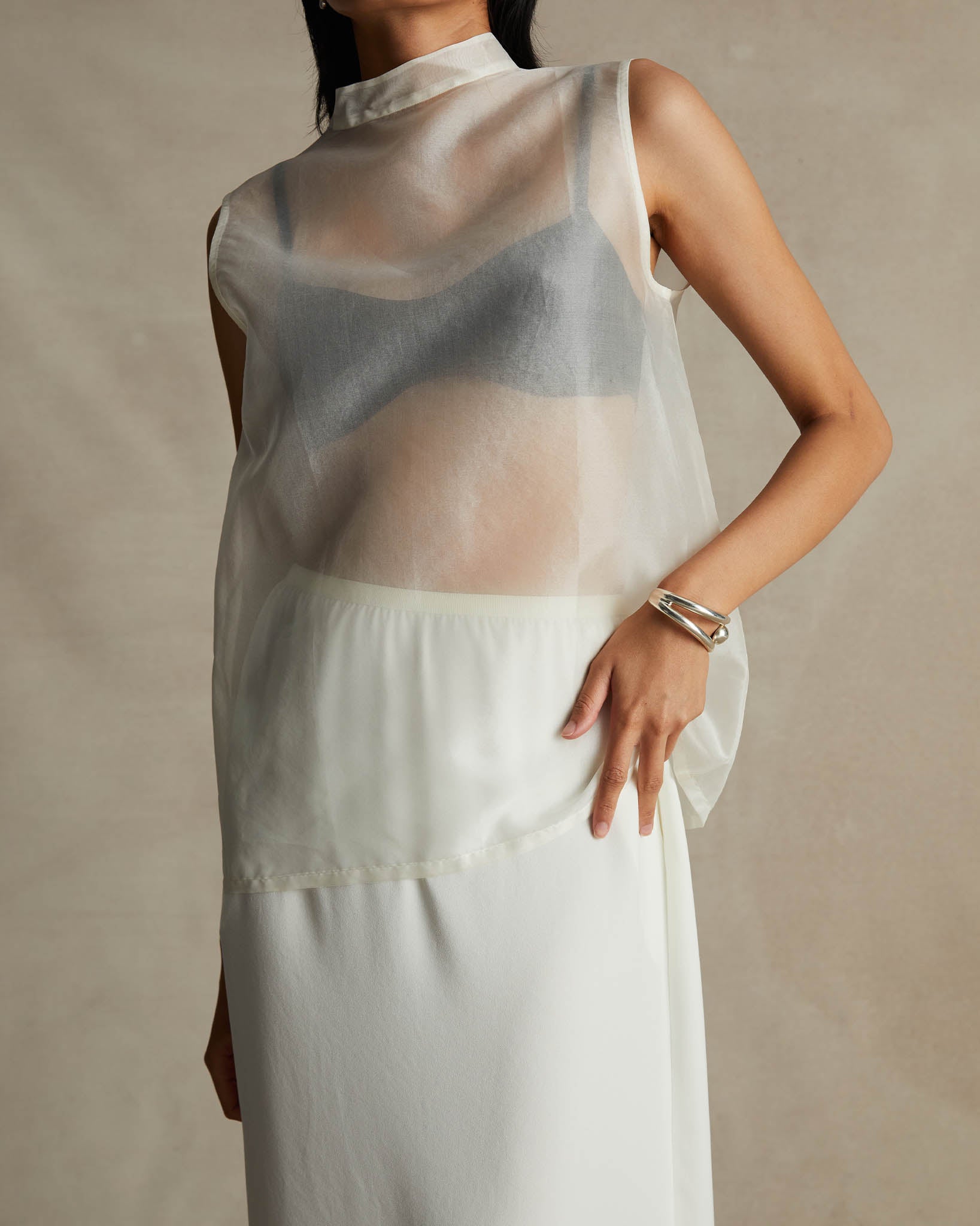 Organza Devon Top - White