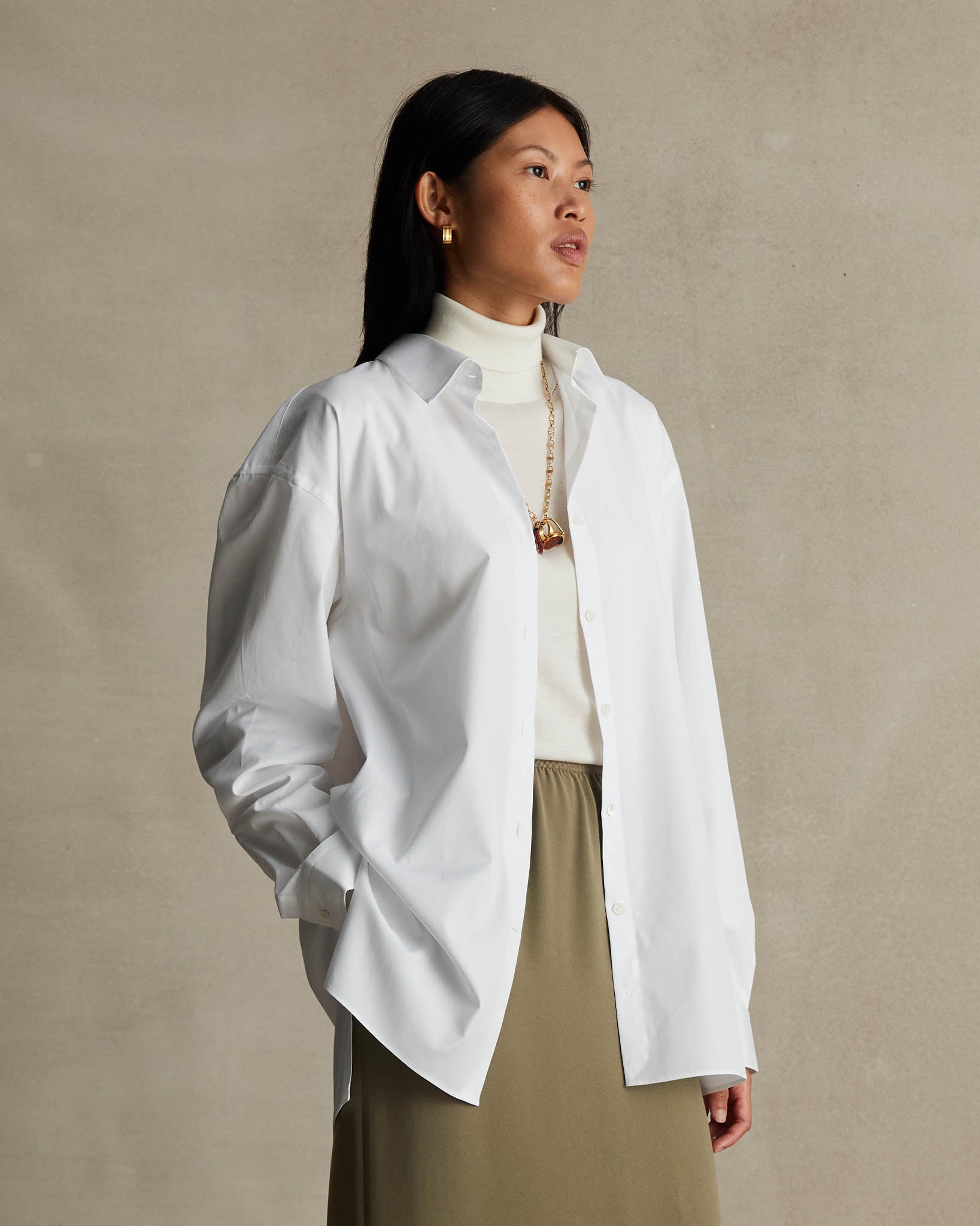 Oversized Shirt - White Poplin