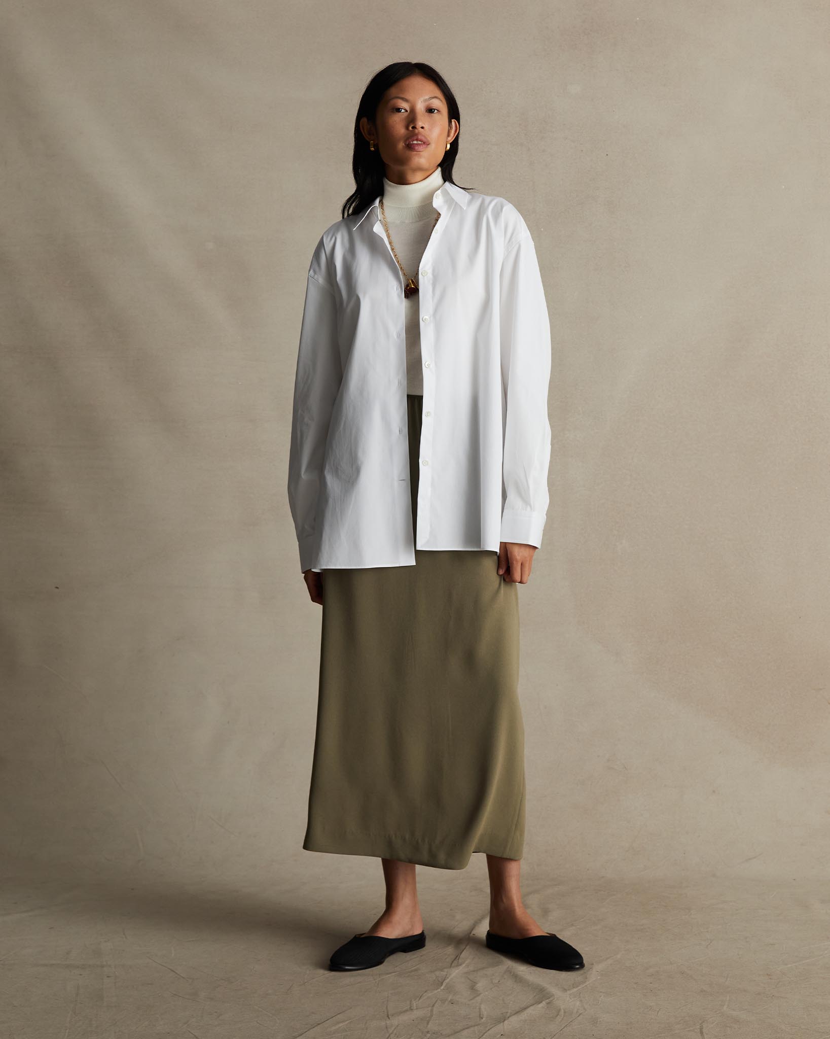 Oversized Shirt - White Poplin
