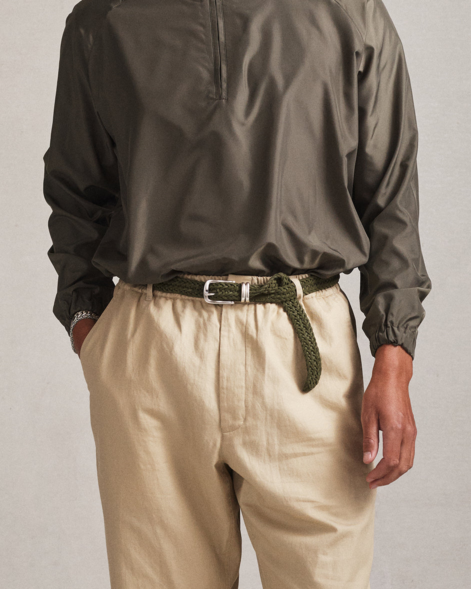 Woven Suede Belt - Olive