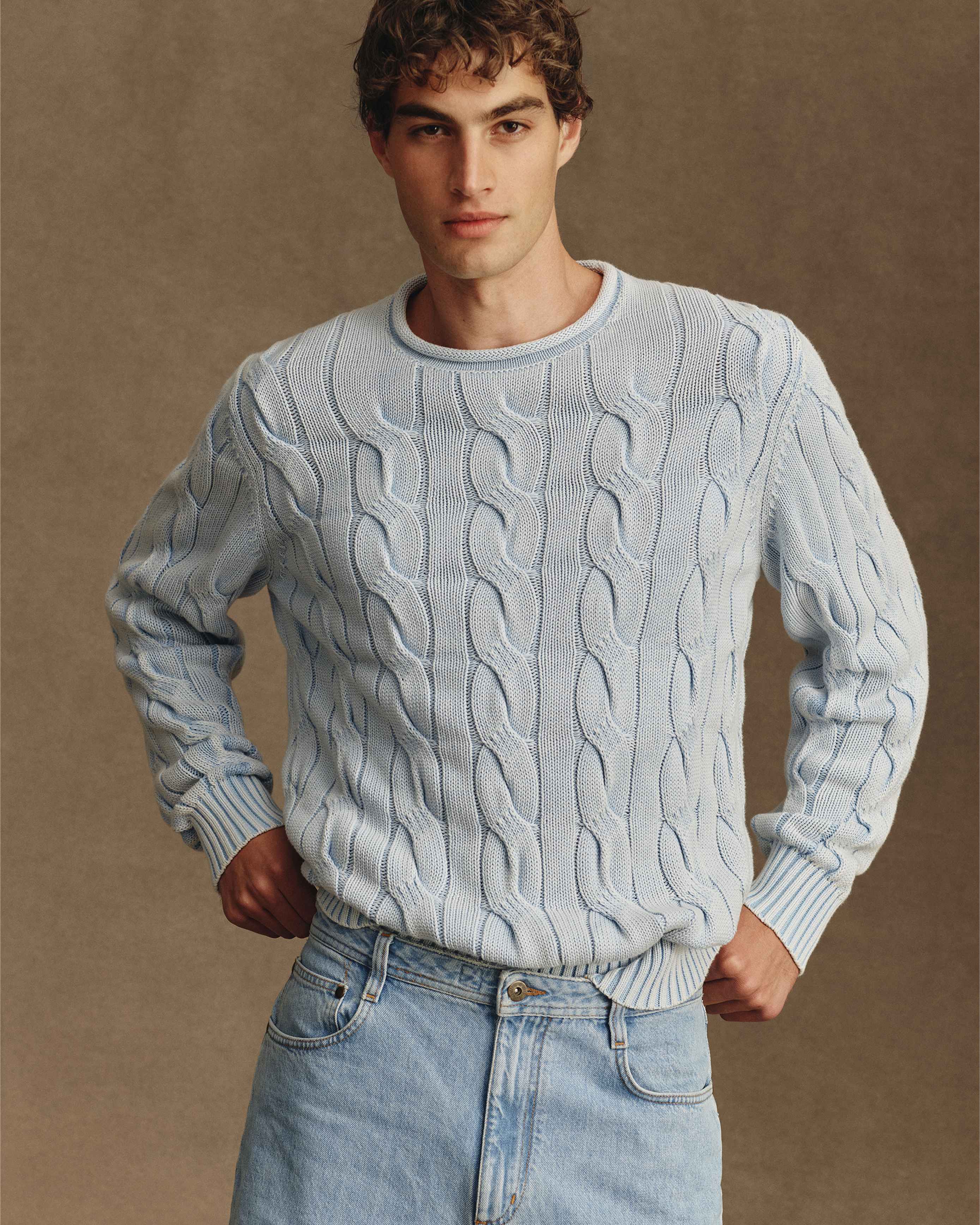 Yachtie Cable Sweater - Powder Blue