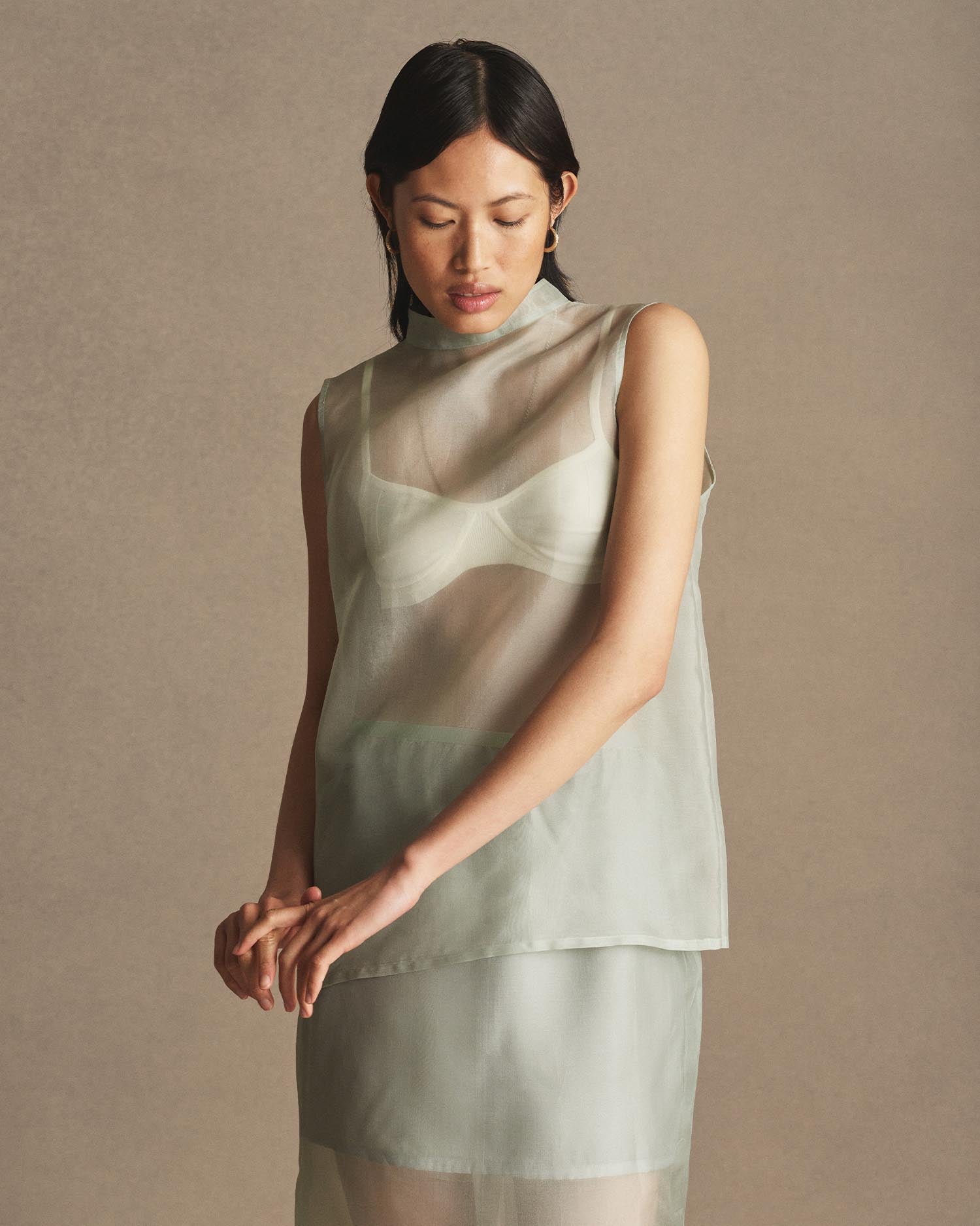 Organza Devon Top - Dusty Green