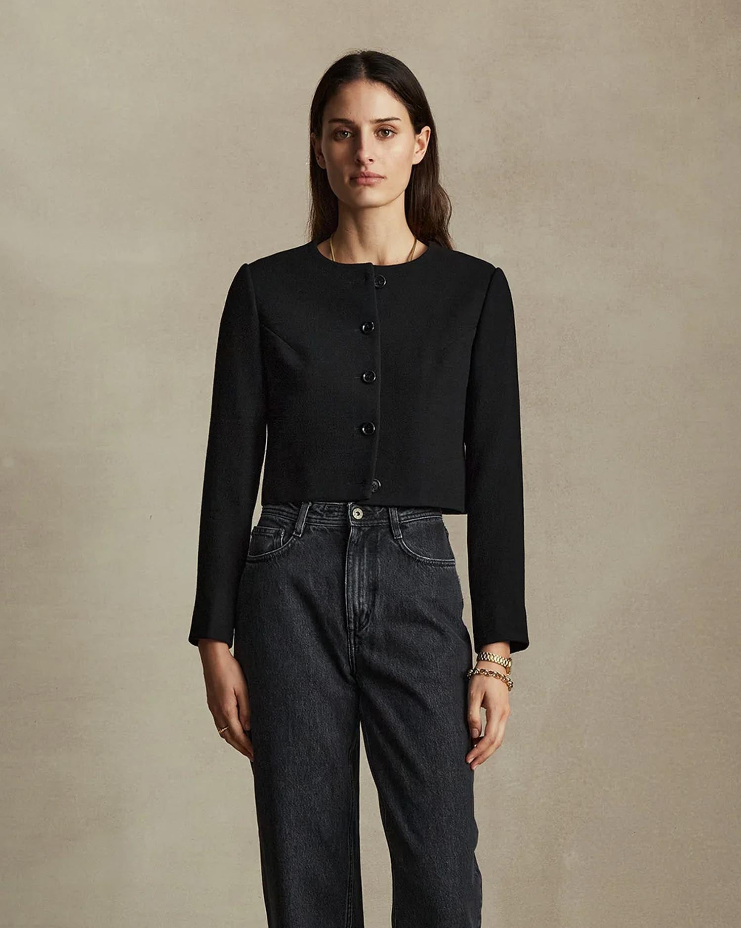 Black Crepe Corta Jacket