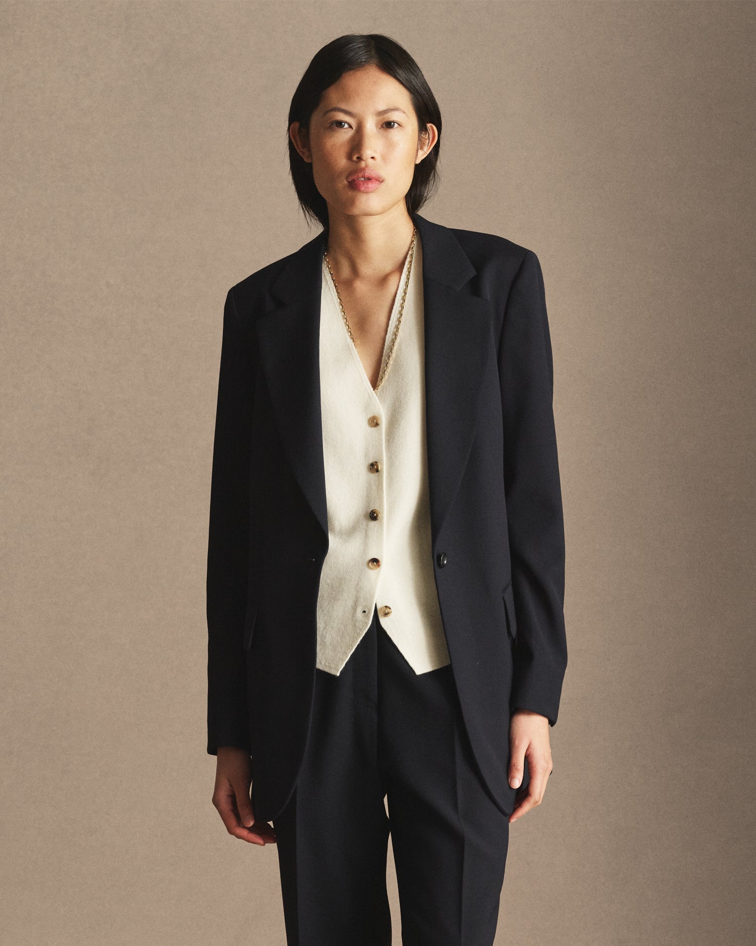 Merino Knit Waistcoat - Cream