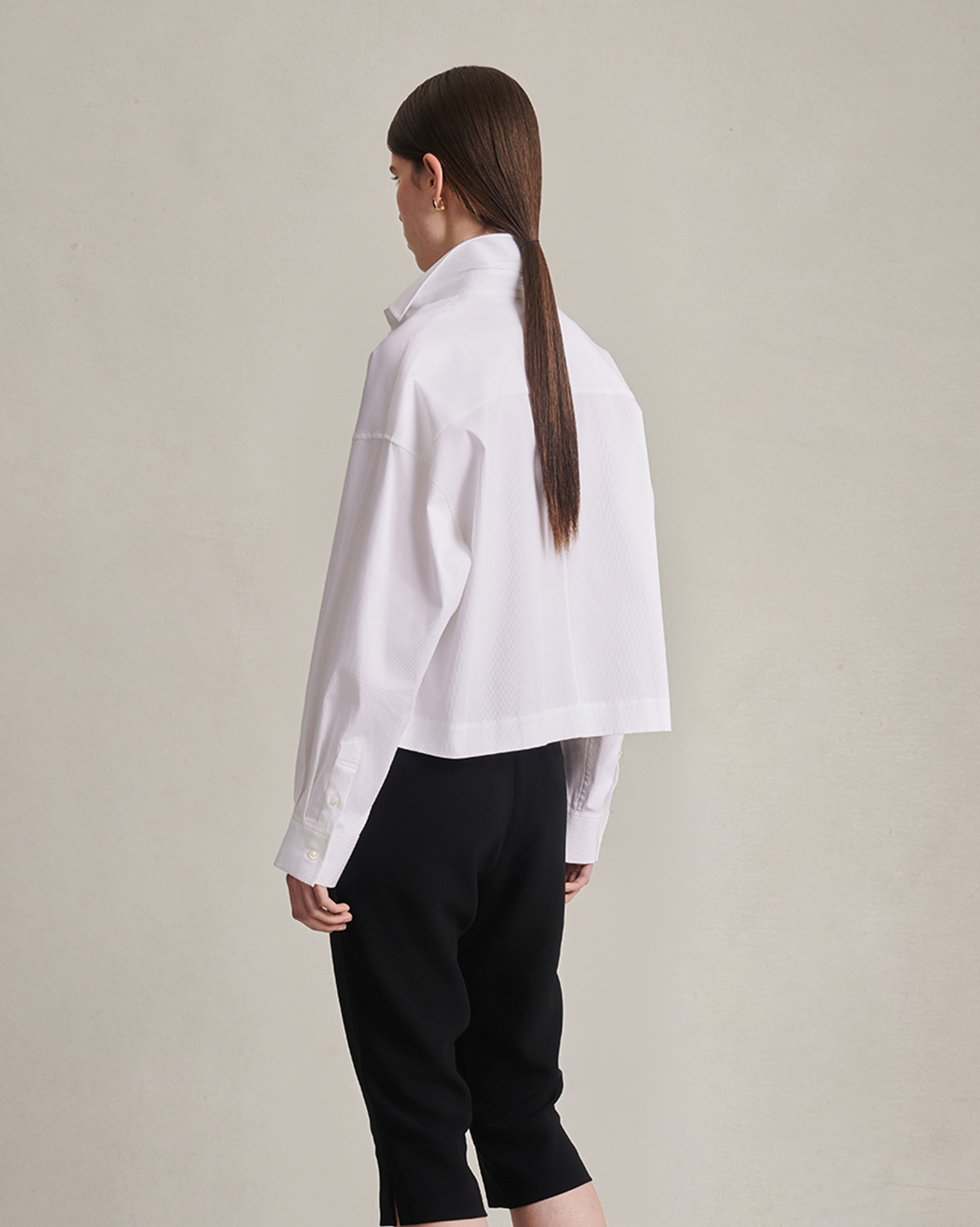 Christy Cropped Shirt - White Rib