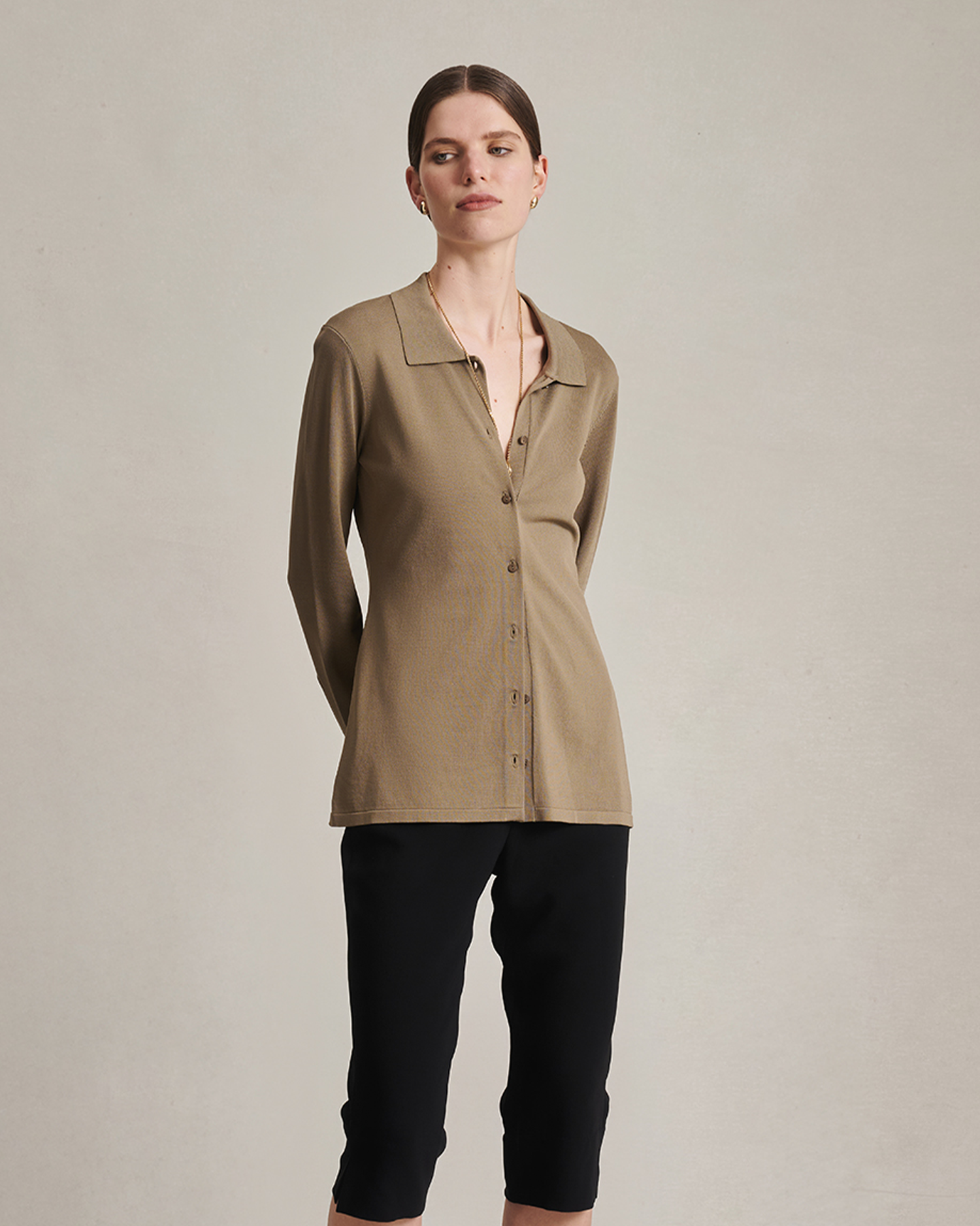 Natalie Knit Shirt - Taupe
