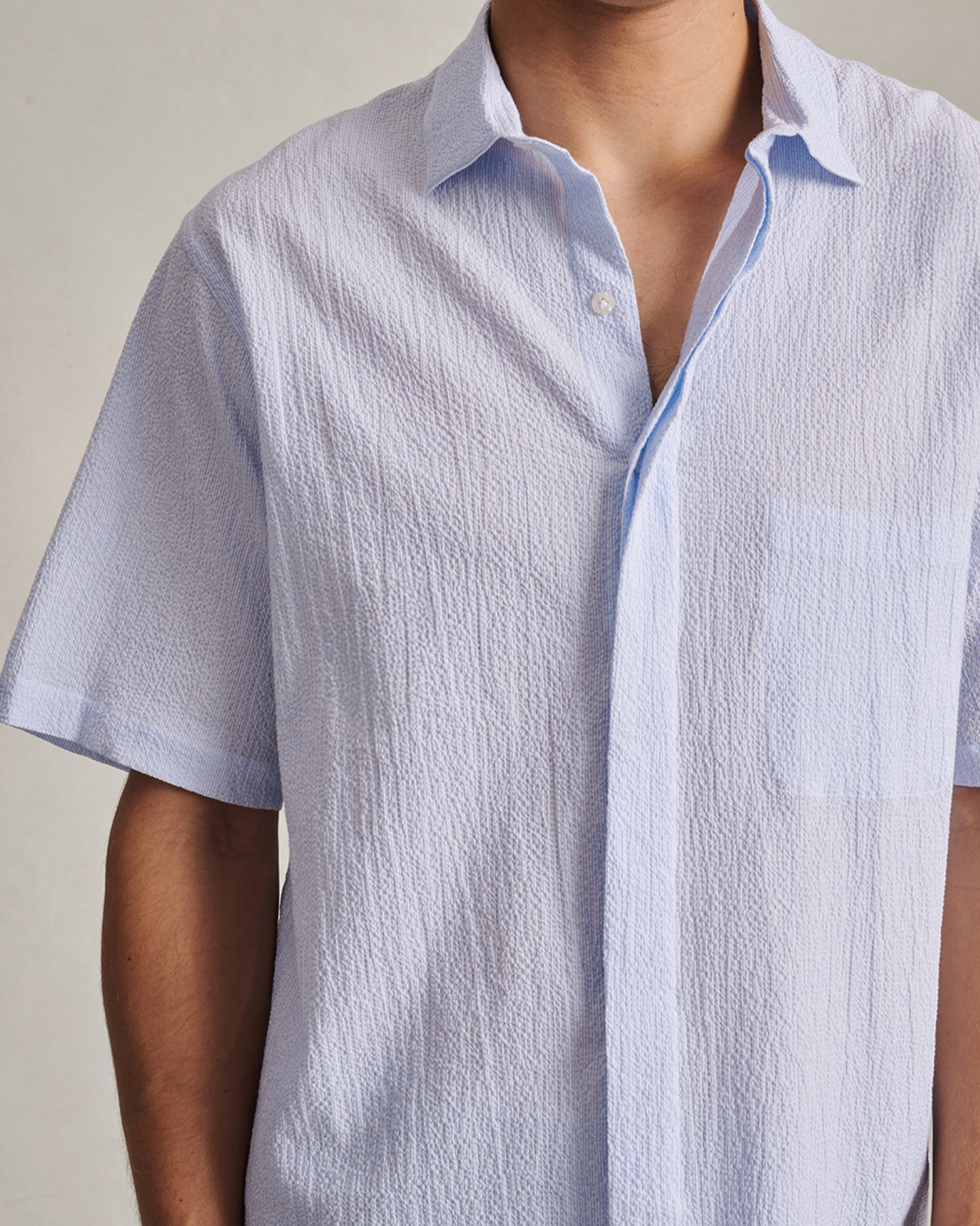 Resort Shirt I - Blue Stripe Fine Seersucker
