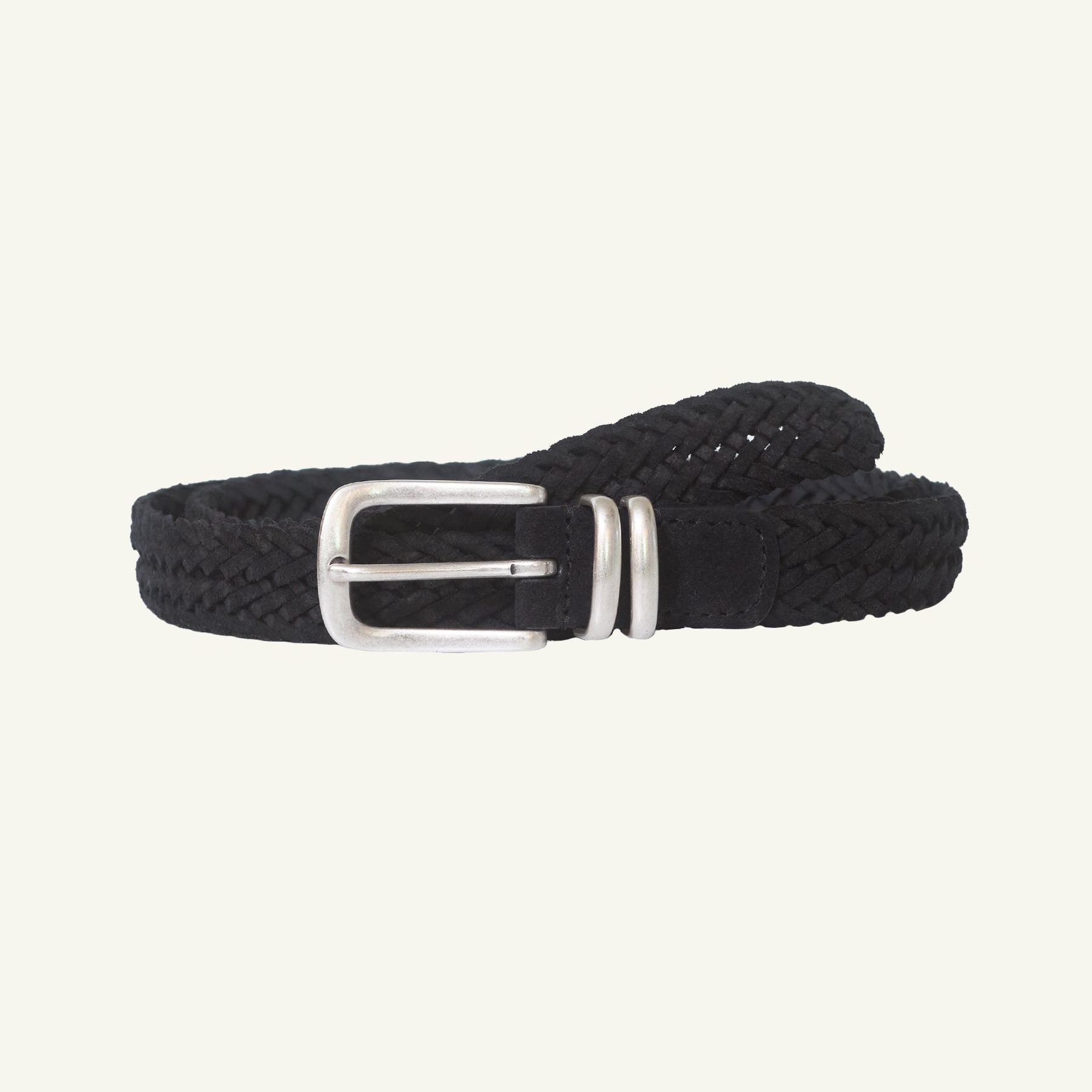 Woven Suede Belt - Black