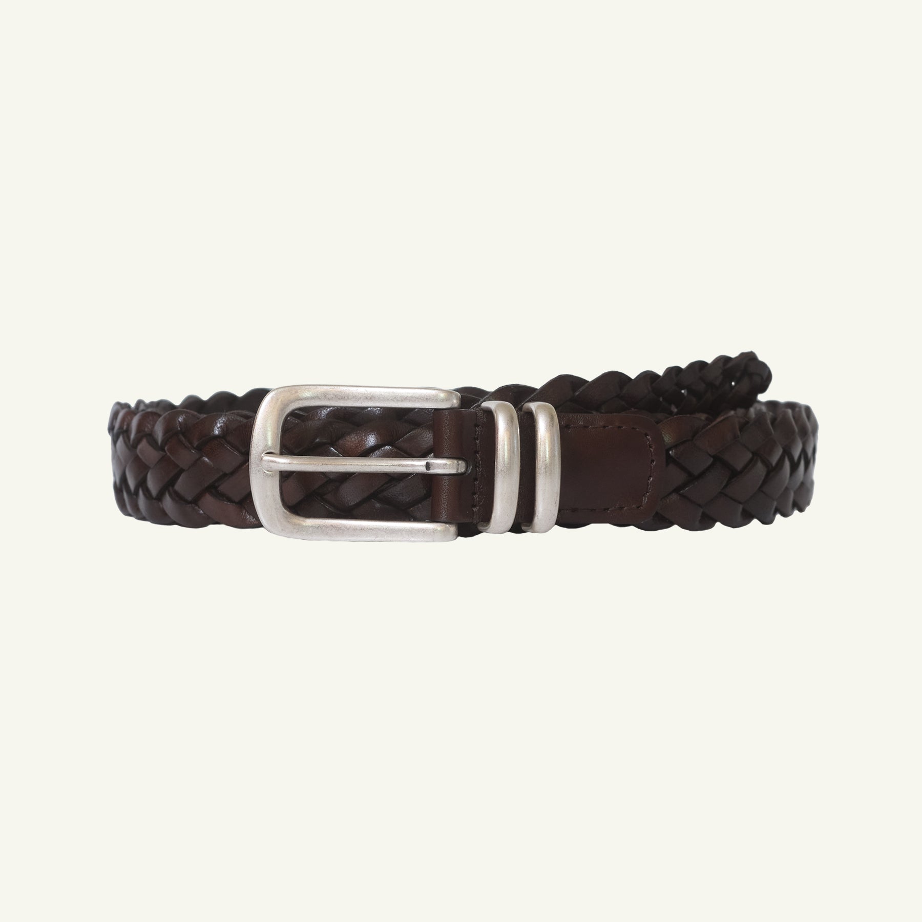 Woven Leather Belt - Chocolate