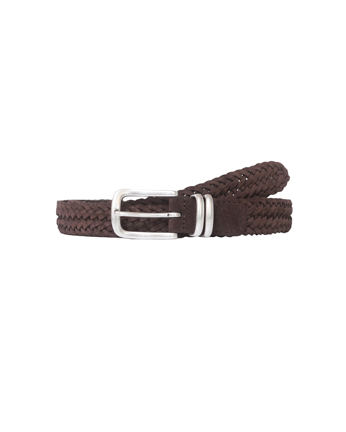 Woven Suede Belt - Chocolate