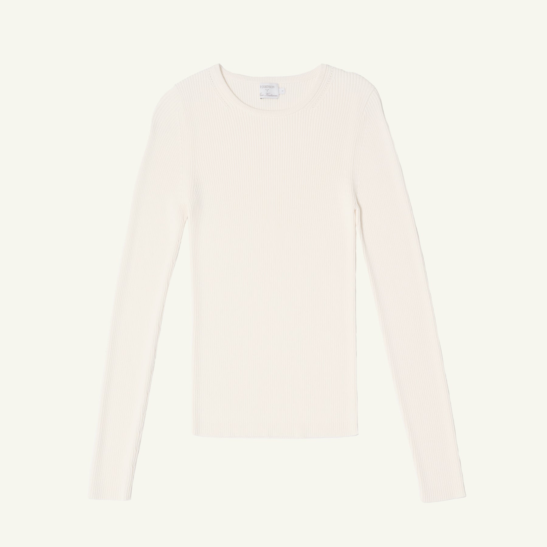 Georgia Rib Knit Long Sleeve Tee - Off White