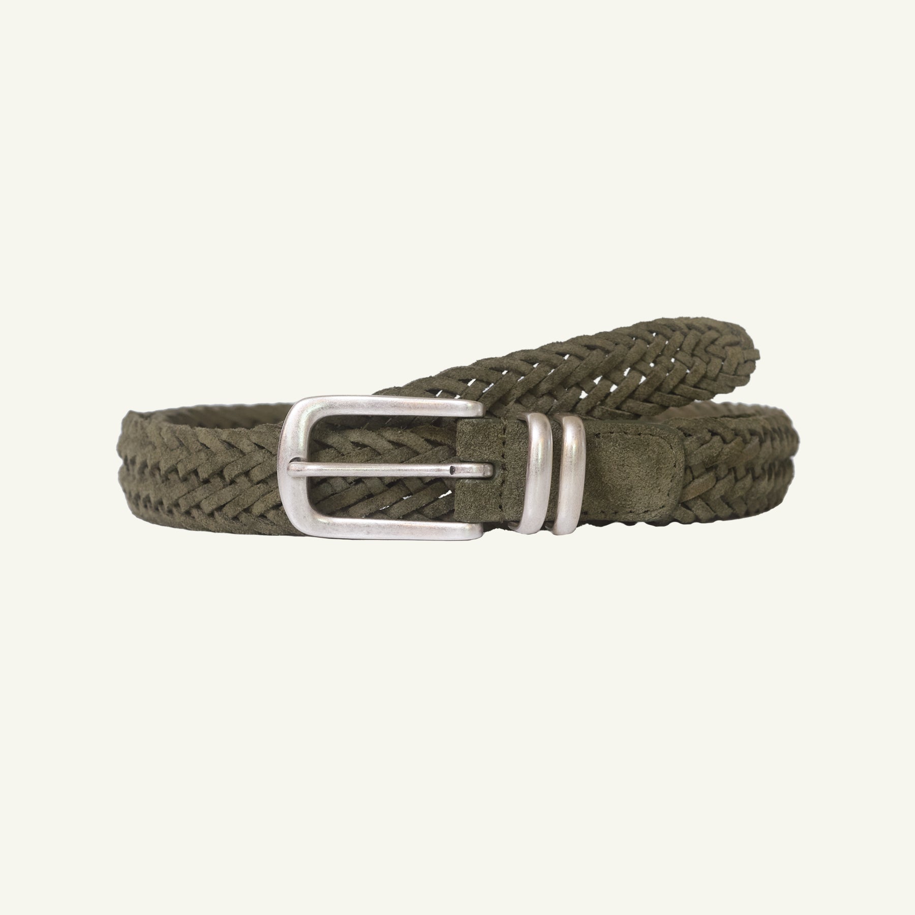 Woven Suede Belt - Olive