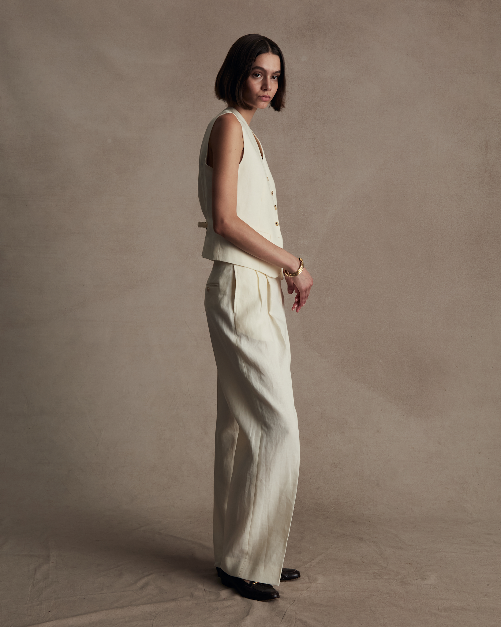 Off White Linen Waistcoat