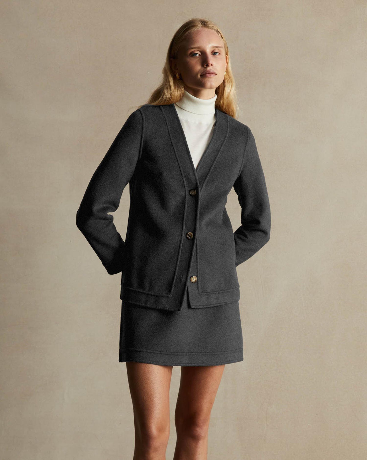 AMERI UND ELSA BIJOU WOOL JACKETグレーΩ
