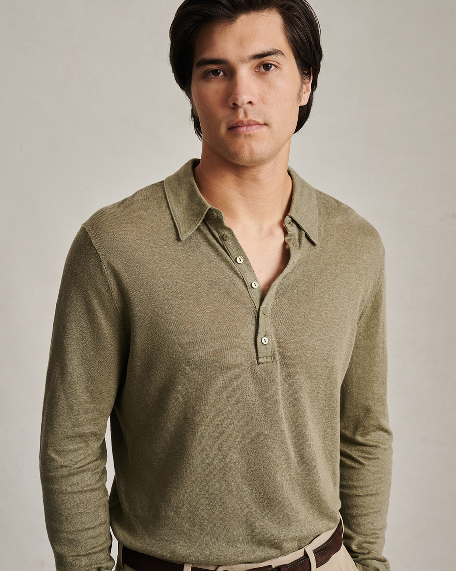 Linen Polo - Moss