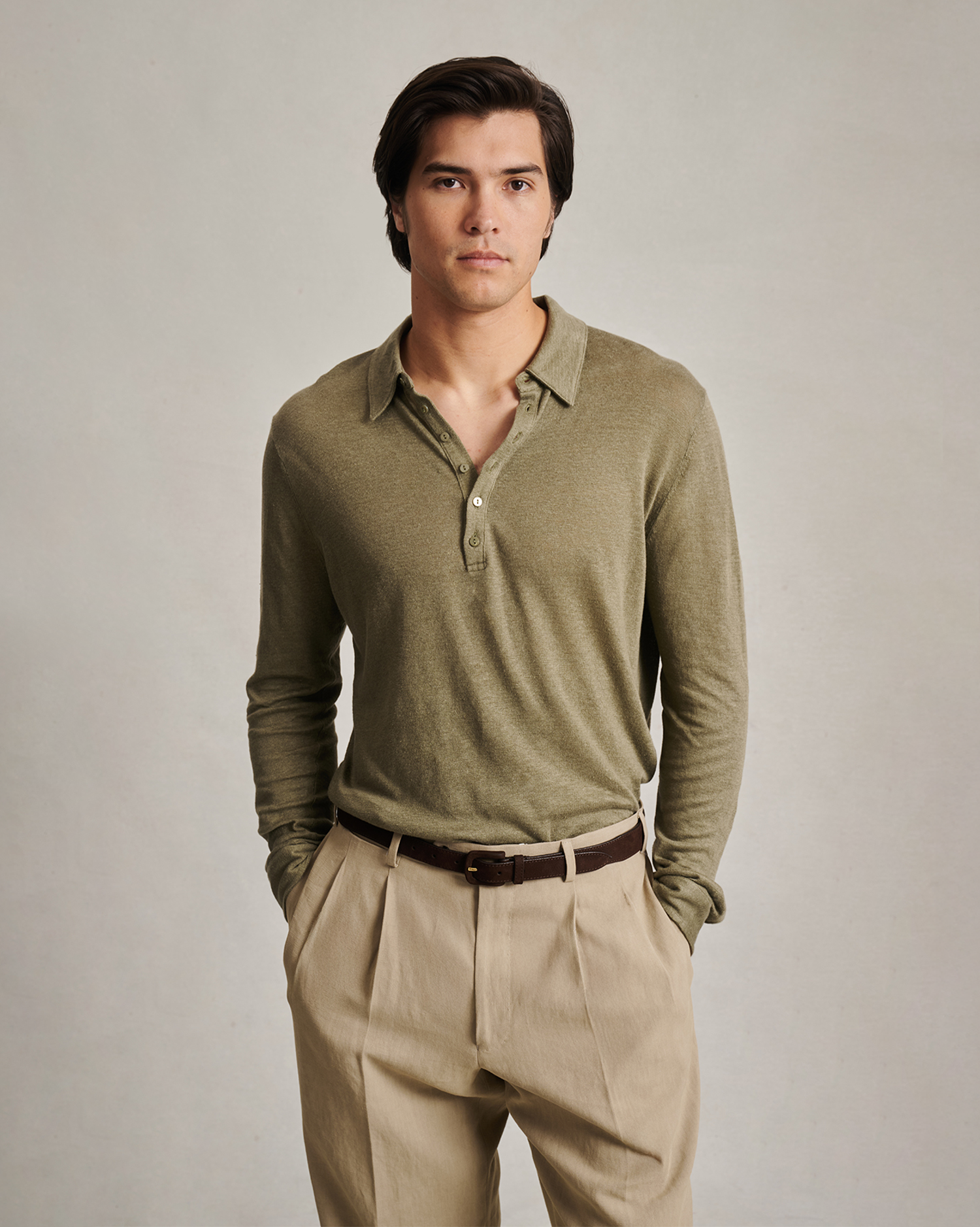 Linen Polo - Moss