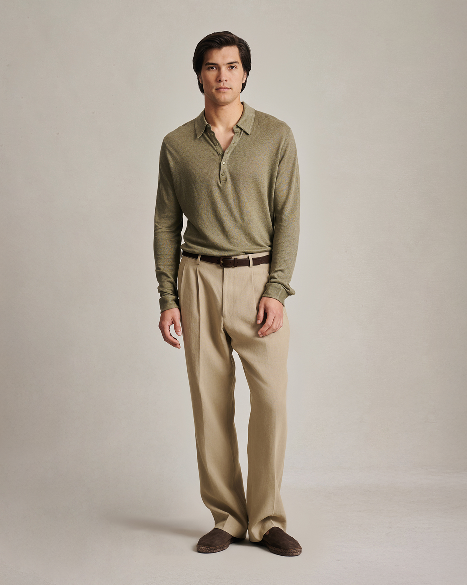 Linen Polo - Moss