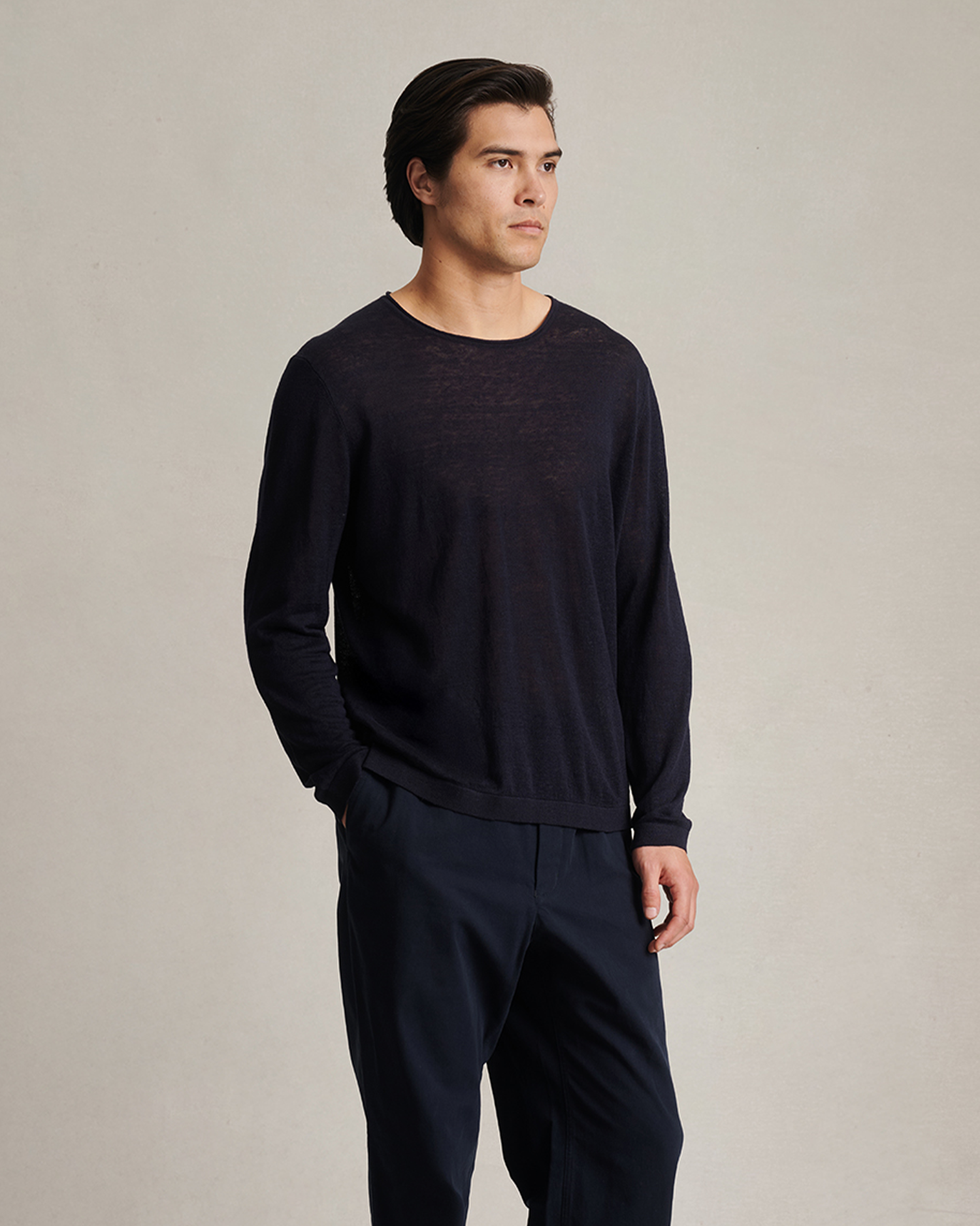 Linen Sweater - Navy