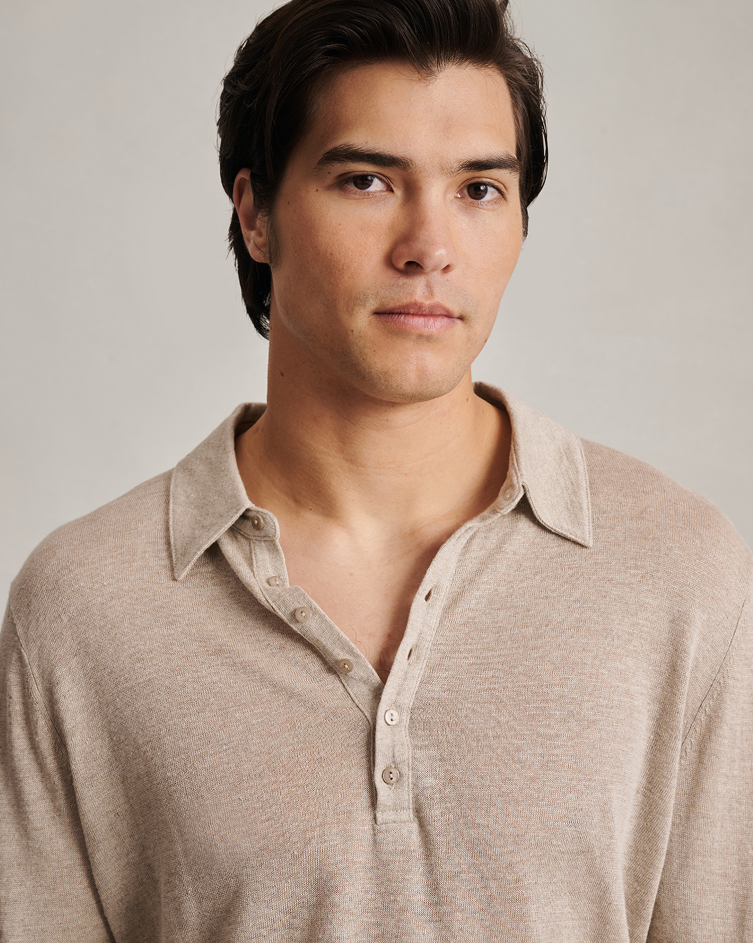 Linen Polo - Taupe