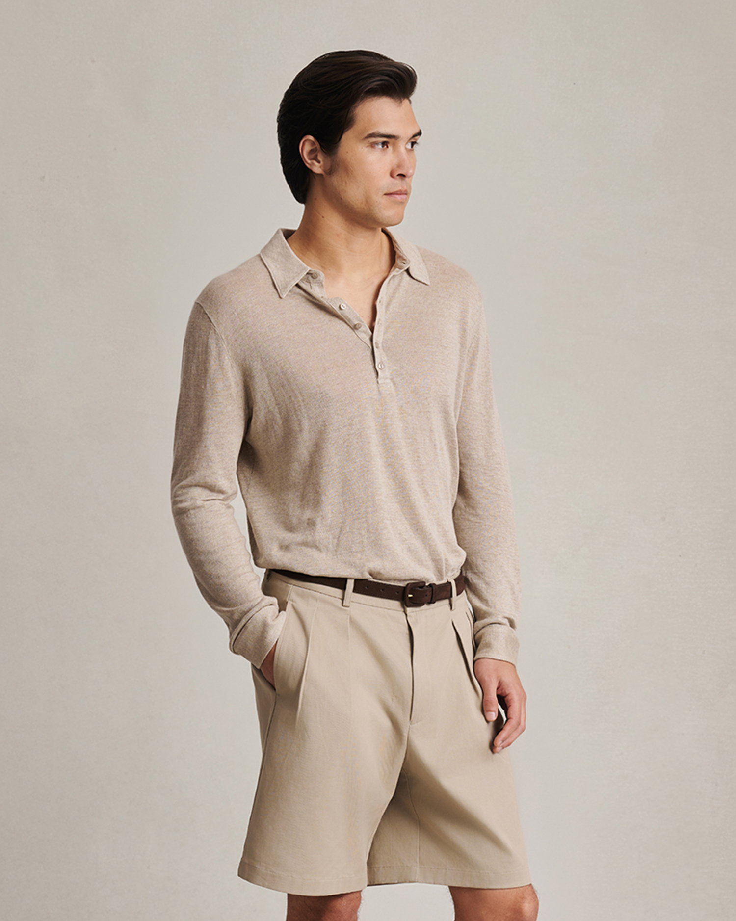 Linen Polo - Taupe