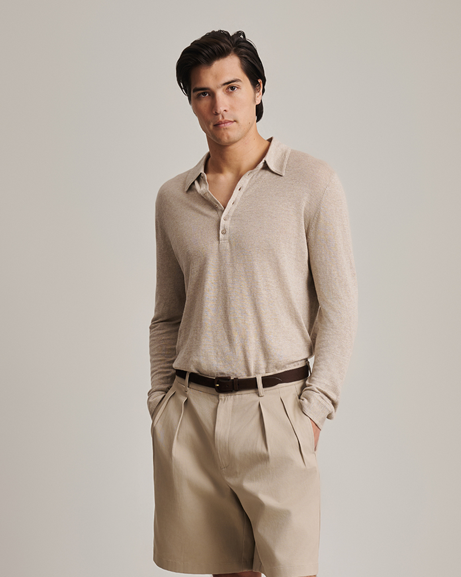 Linen Polo - Taupe