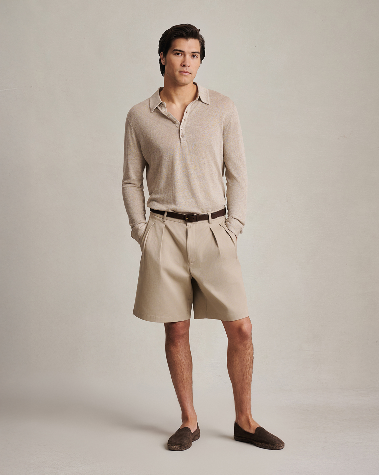 Linen Polo - Taupe