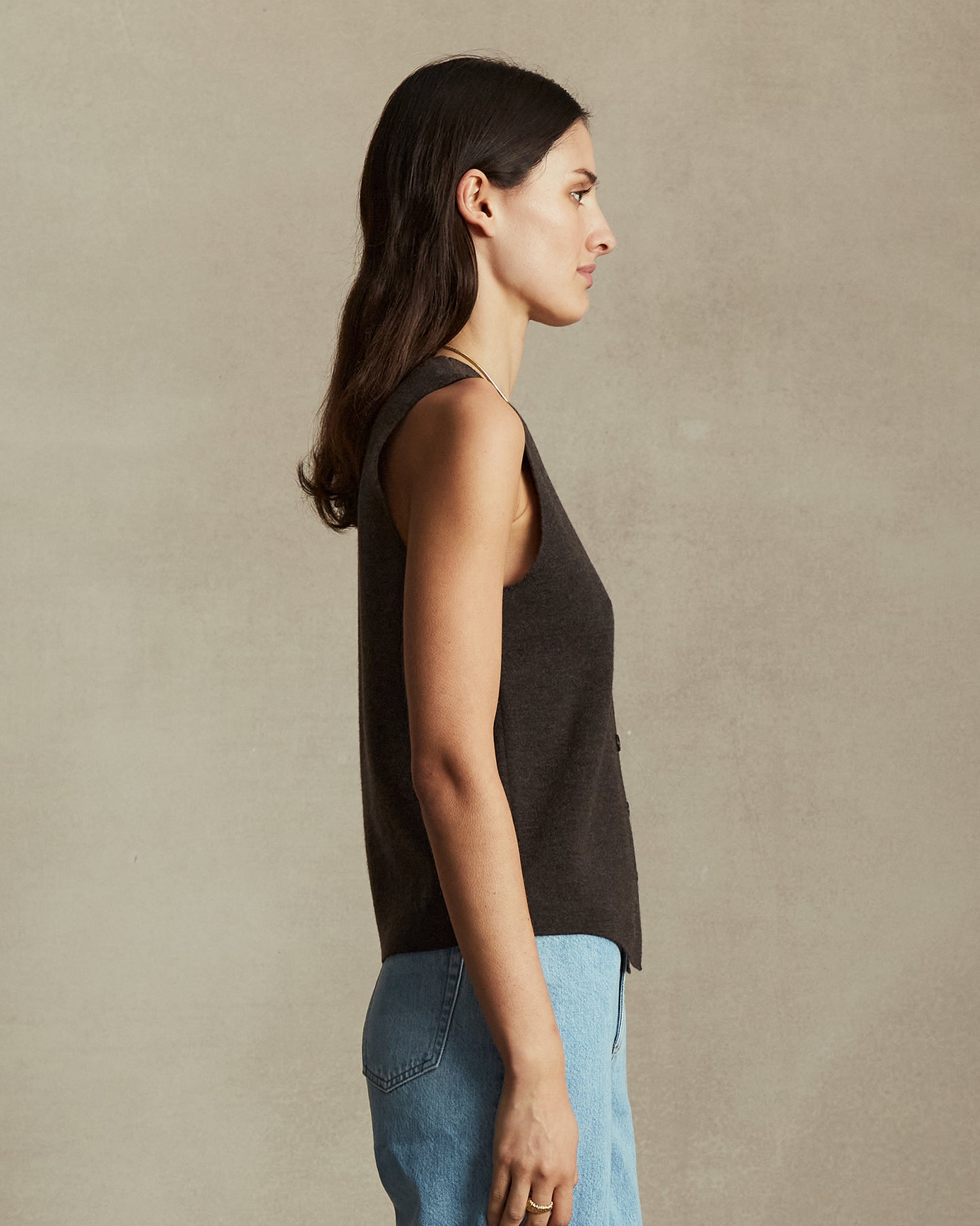 Merino Knit Waistcoat - Chocolate