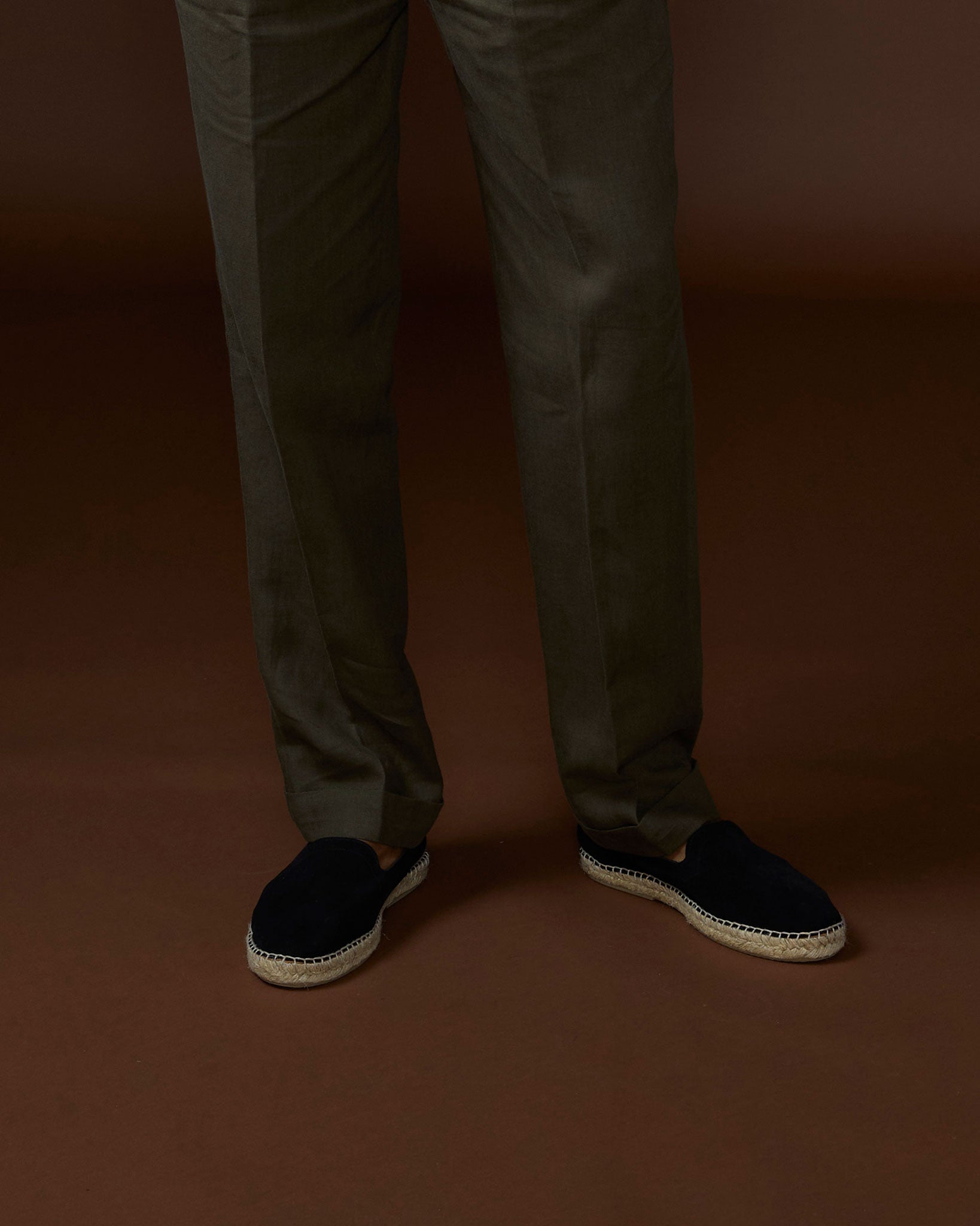 P Johnson Black Suede Espadrille