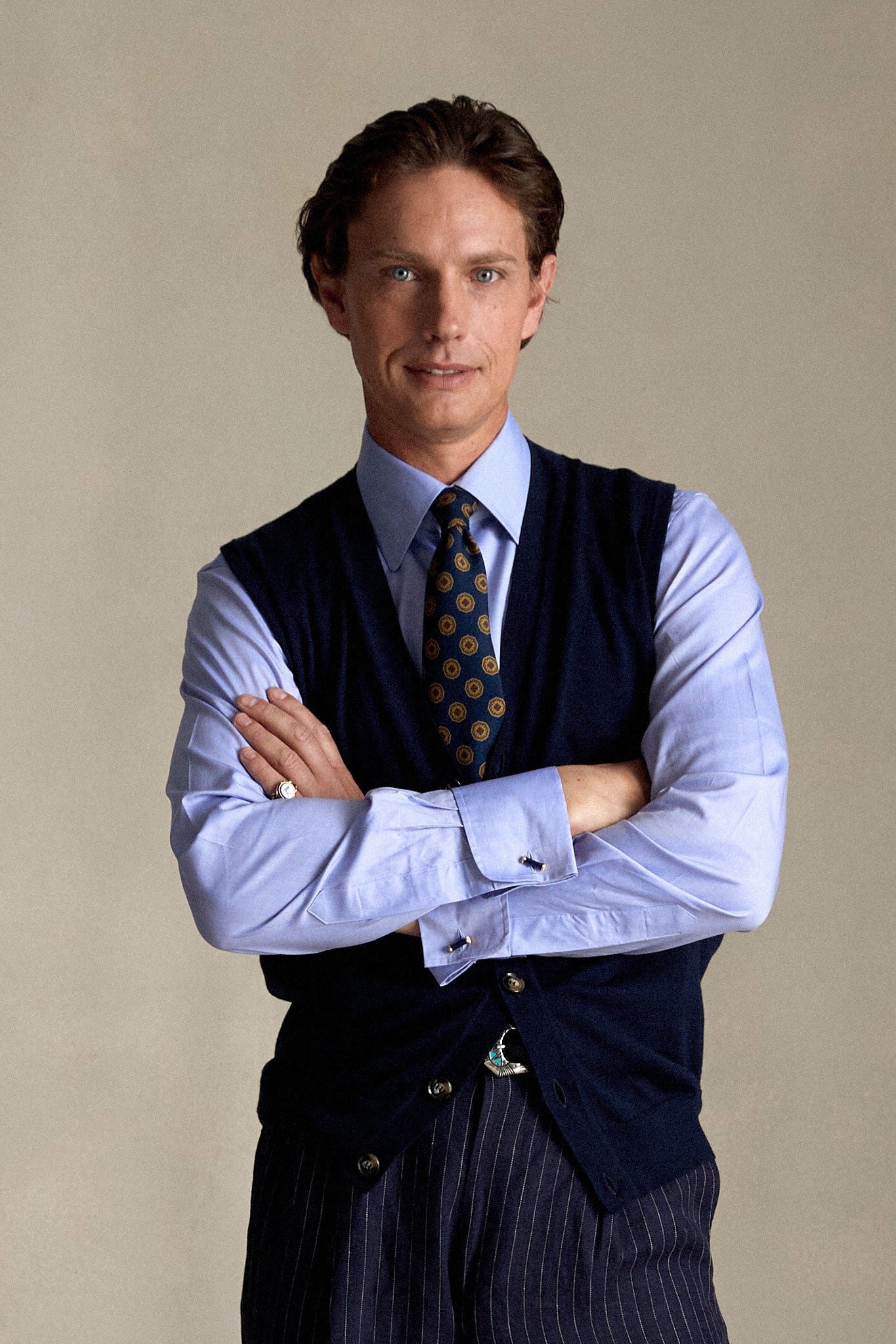 P Johnson Blue Hand Enamelled Cuff Links