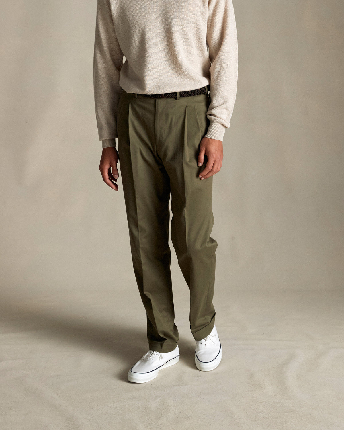 Olive Classic Chino Trousers | P Johnson