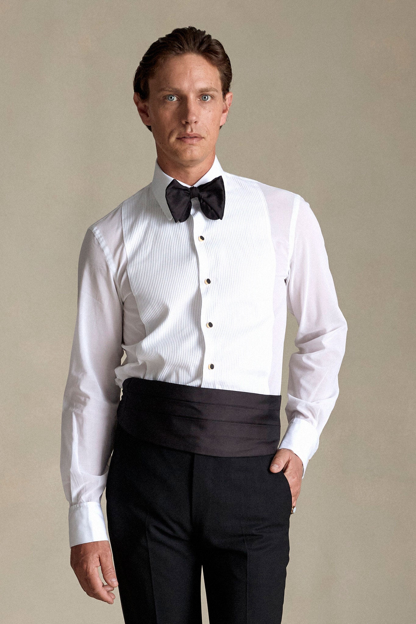 P Johnson Black Hand Enamelled Shirt Studs