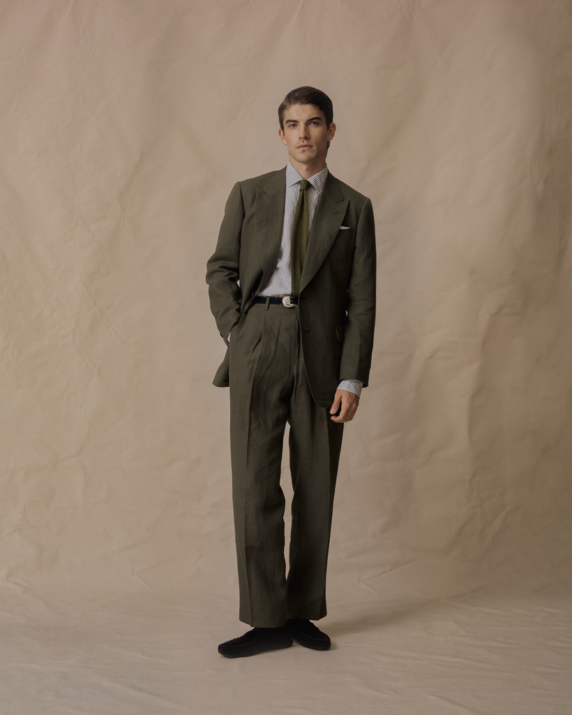 Olive Linen Suit