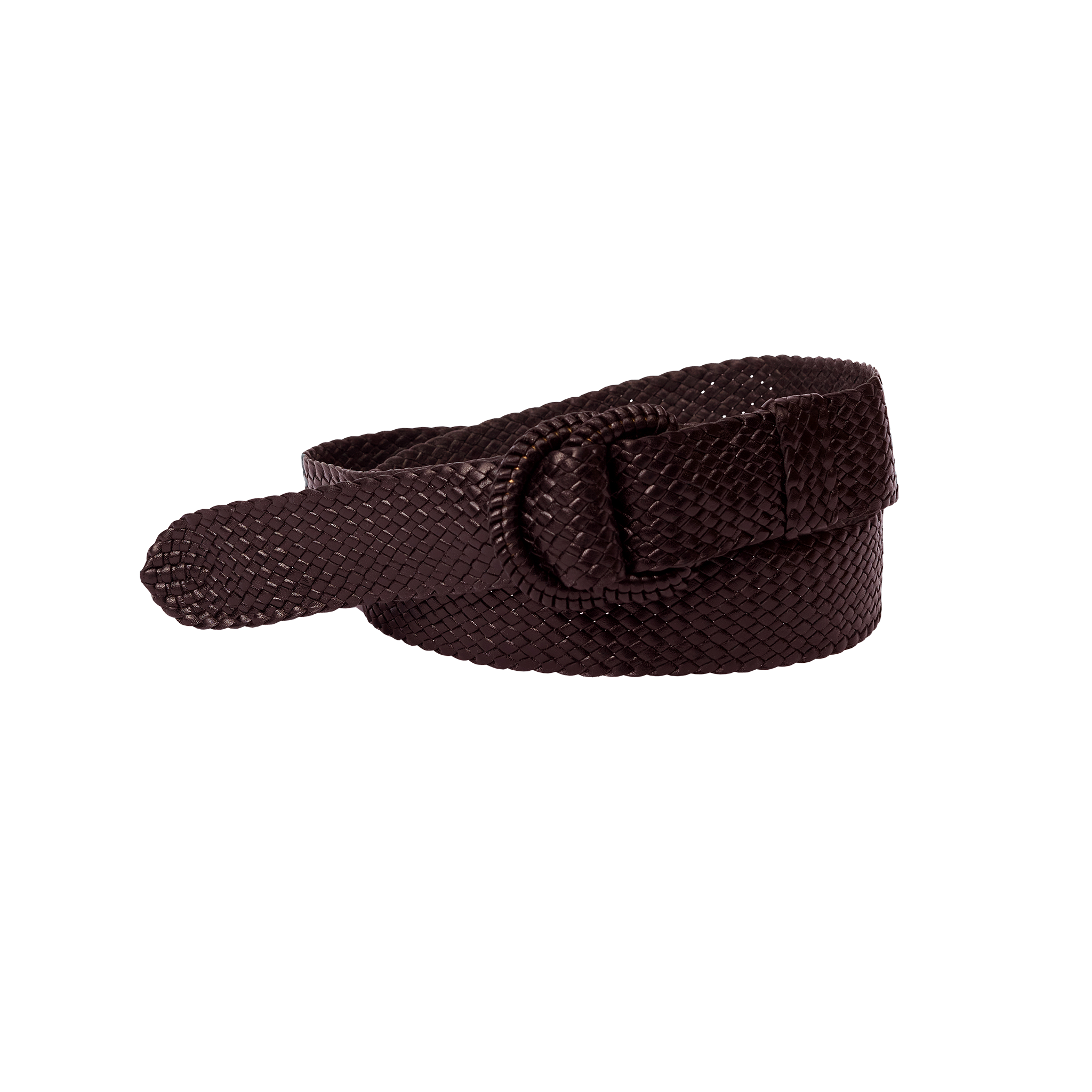 P Johnson Brown Braided Kangaroo Leather Belt