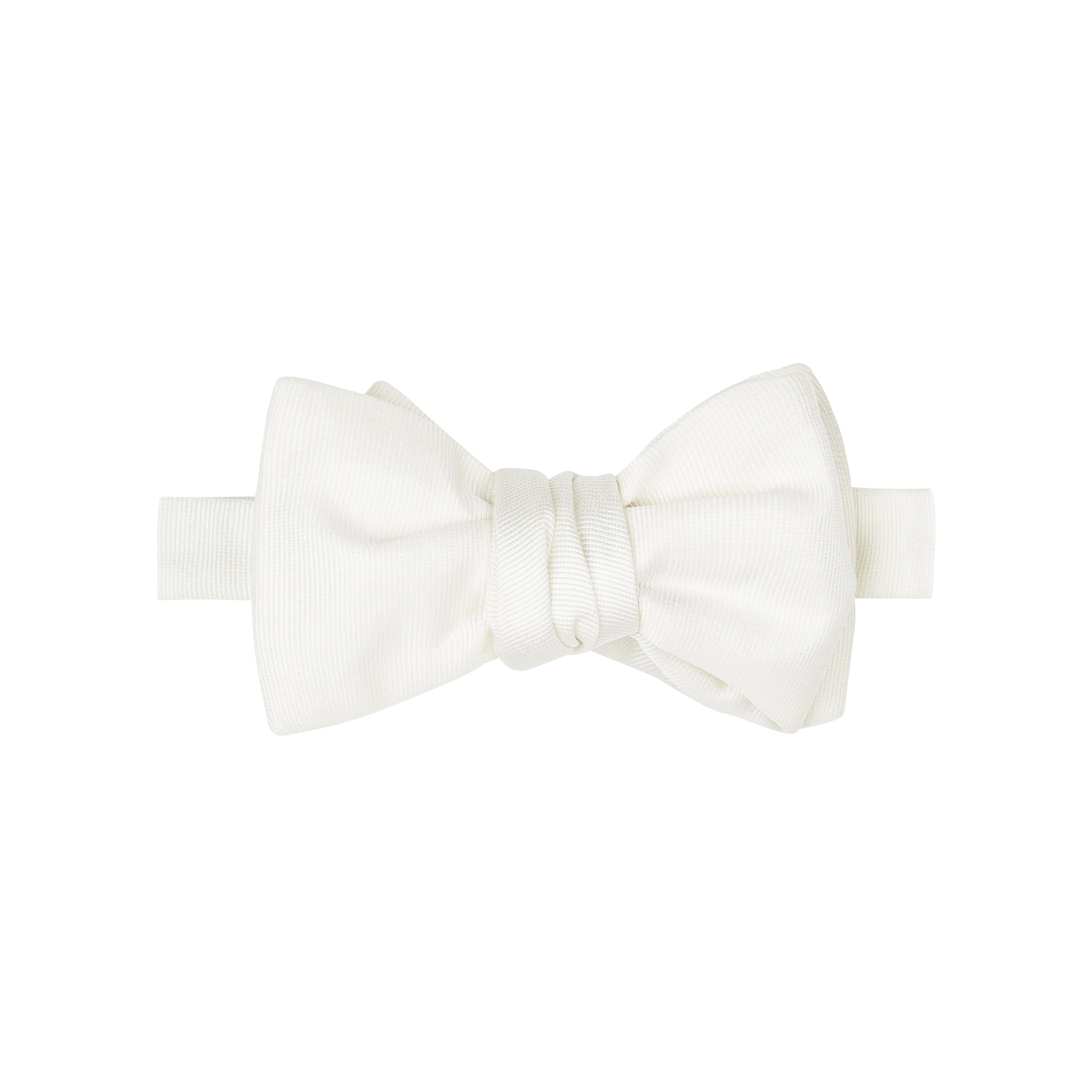 P Johnson Off White Fine Grosgrain Bow Tie