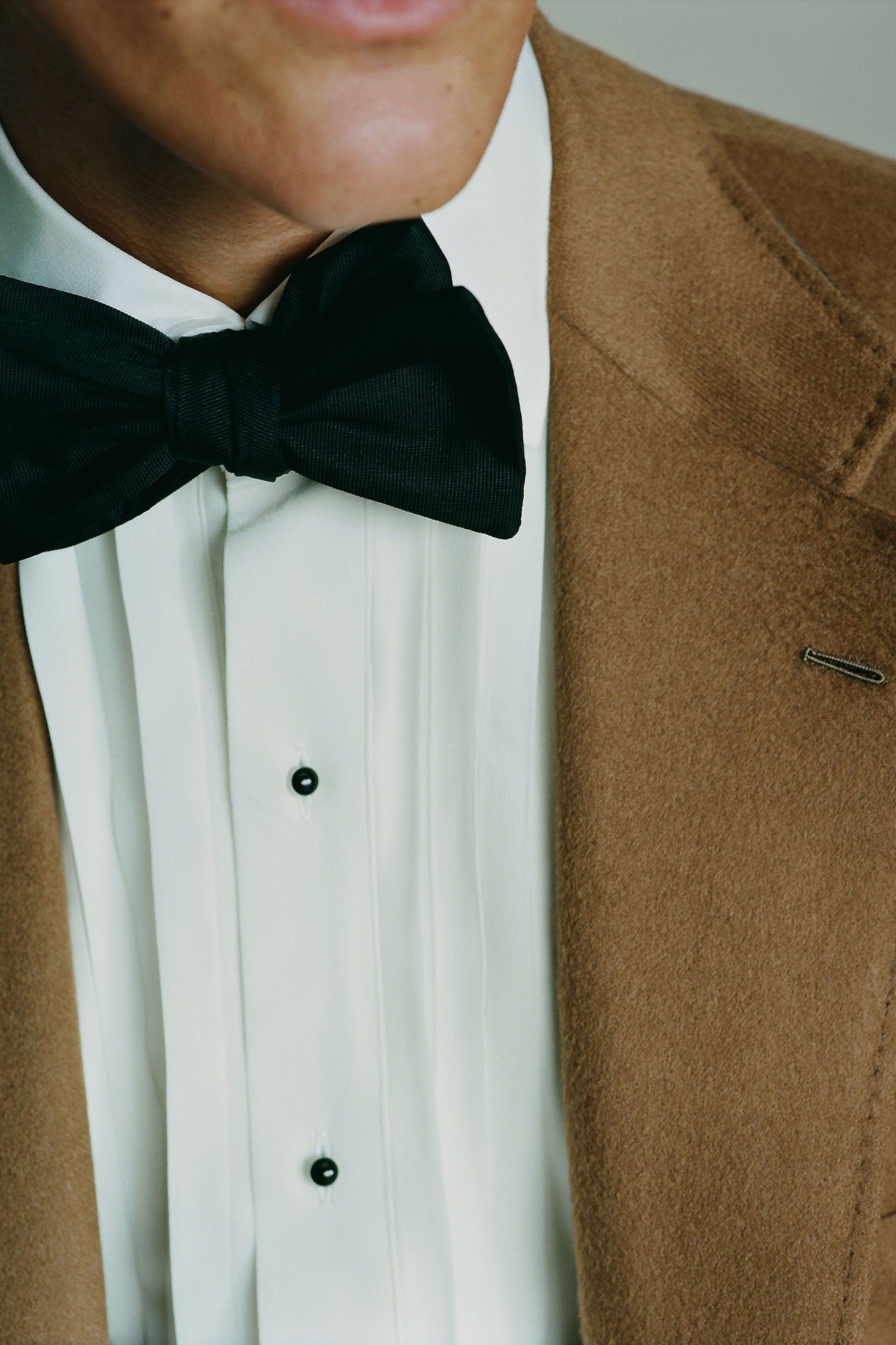 P Johnson Black Fine Grosgrain Bow Tie